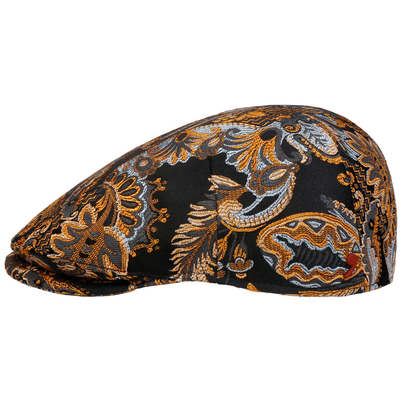 Alfonso D'Este Golden Paisley Flat Cap for Men - Vintage Style Newsboy Hat for Casual Outfits & Outdoor Activities