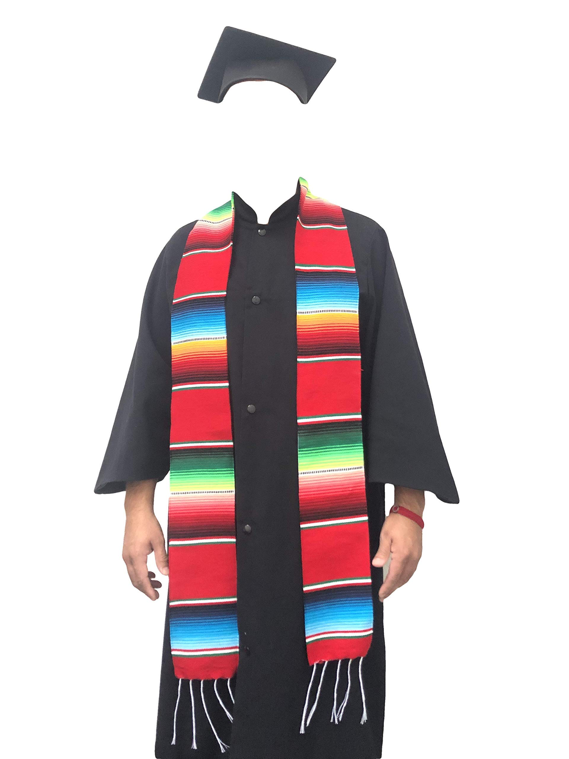 Mexican Graduation Stole - Authentic Serape Estola Mexicana for Latino & Hispanic Graduation Ceremonies | Red Traditional Sash for High School & College Graduates | Perfect for Cultural Celebrations & Commencement Events