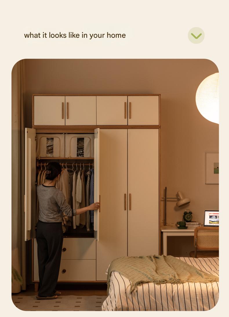 Stylish Oak & Poplar Solid Wood Modern Wardrobe - Spacious Storage for Bedroom, Closet Organization & Home Decor