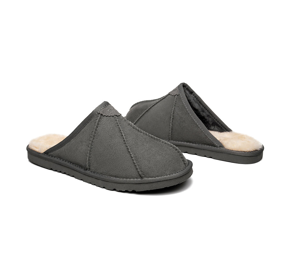 Australian Shepherd® UGG Slippers for Men - Genuine Sheepskin Wool Scuff Rafael - Cozy Indoor/Outdoor House Shoes for Winter Comfort & Relaxation