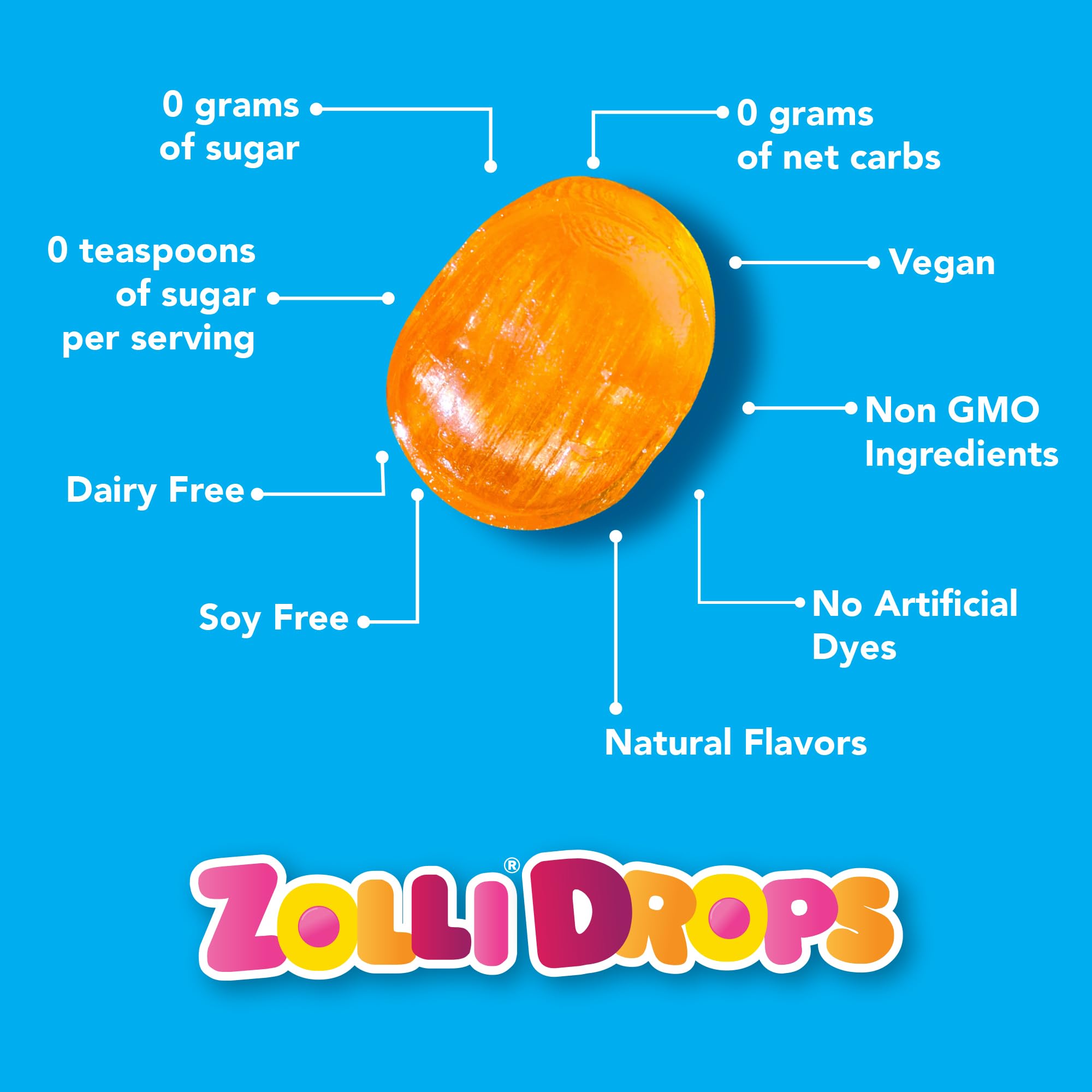 Zolli Drops Fruit Vegan Candy 3oz - Sugar-Free Xylitol Dental Friendly Snacks, Assorted Natural Fruit Flavors for Kids & Adults - Perfect for Office, Travel and Healthy Lifestyle