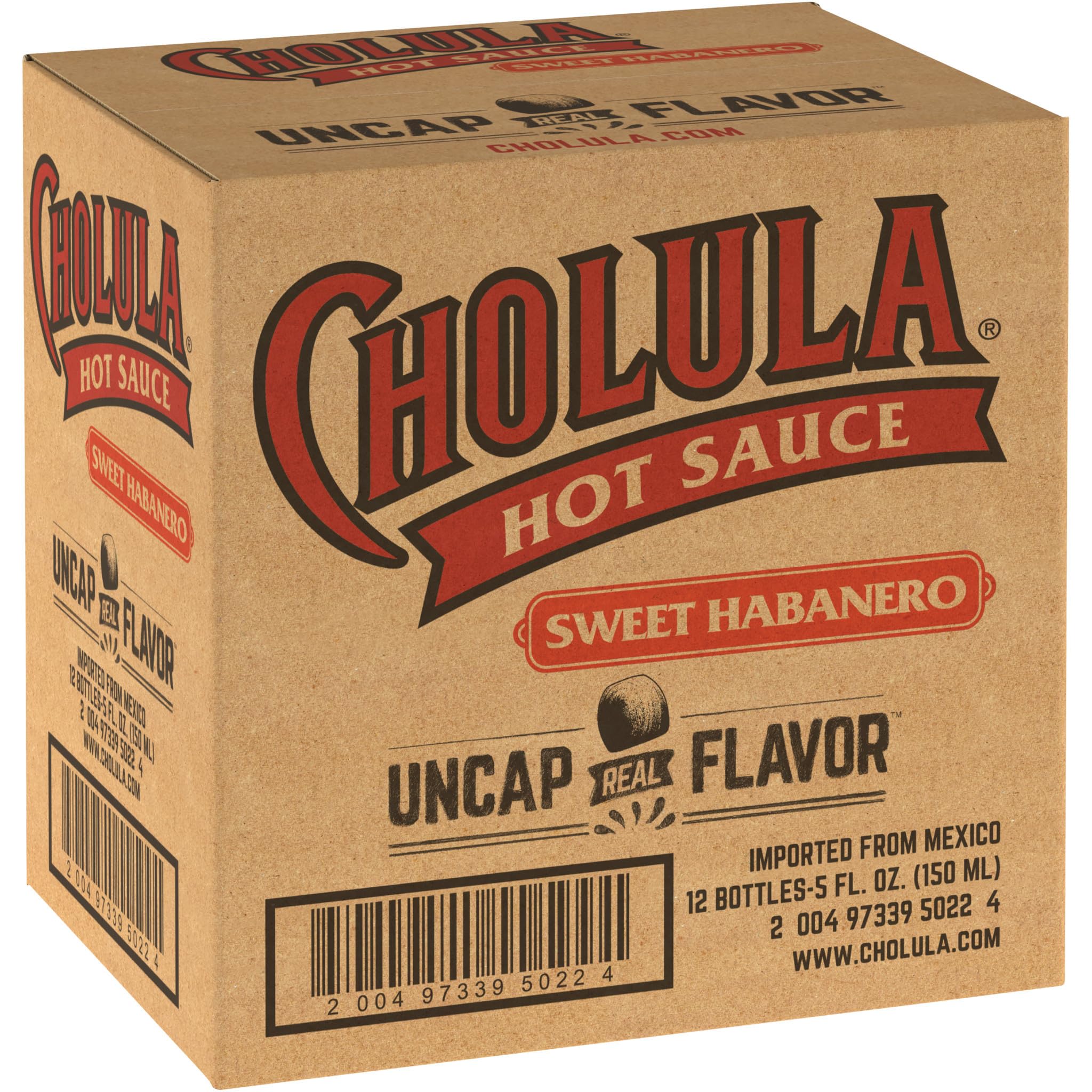Cholula Sweet Habanero Hot Sauce - 5 fl oz (Pack of 12) | Spicy Mexican Hot Sauce for Tacos, Wings & Bloody Marys | Premium Gourmet Hot Pepper Sauce for Cooking & Grilling