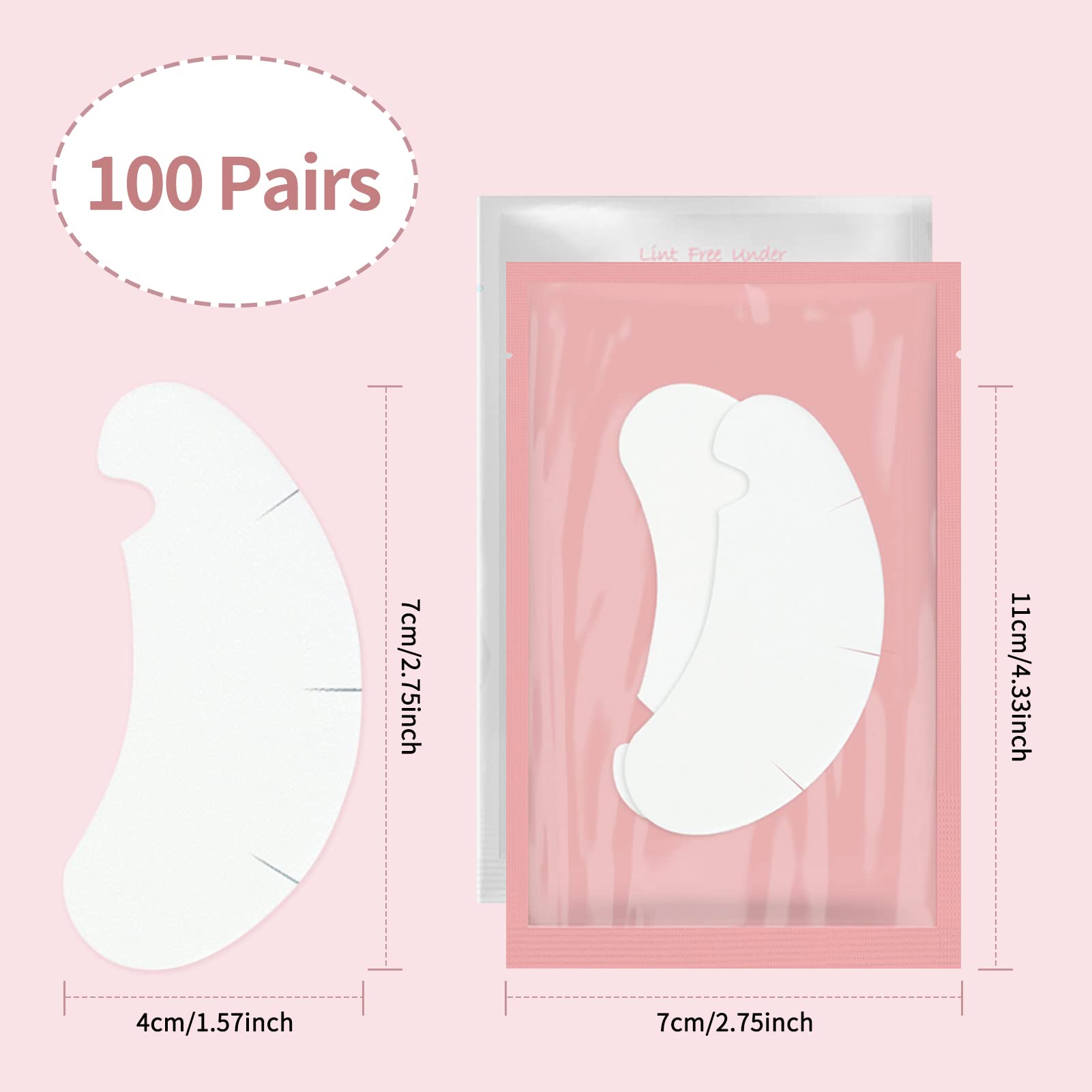 Arqumi 100 Pairs Eyelash Extension Pads - Breathable Under Eye Gel Collagen Patches for Lash Extensions & Eye Care | Lint-Free, Individually Wrapped | Perfect for Salon Professionals & At-Home Lash Treatments