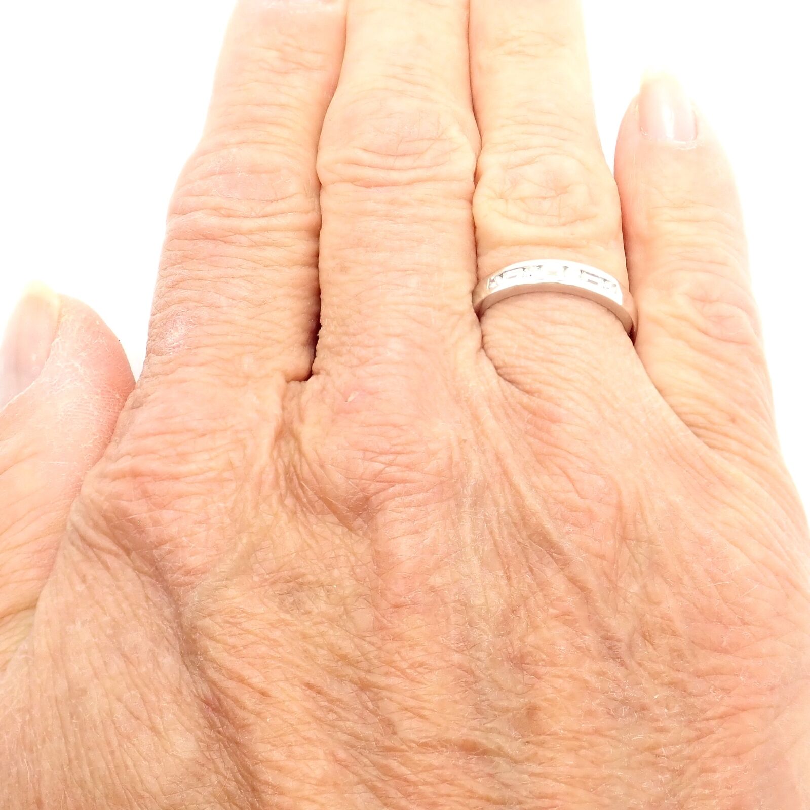 Authentic Tiffany & Co 18k White Gold Diamond Channel Set Band Ring for Women - Luxury Wedding, Engagement & Anniversary Jewelry Gift