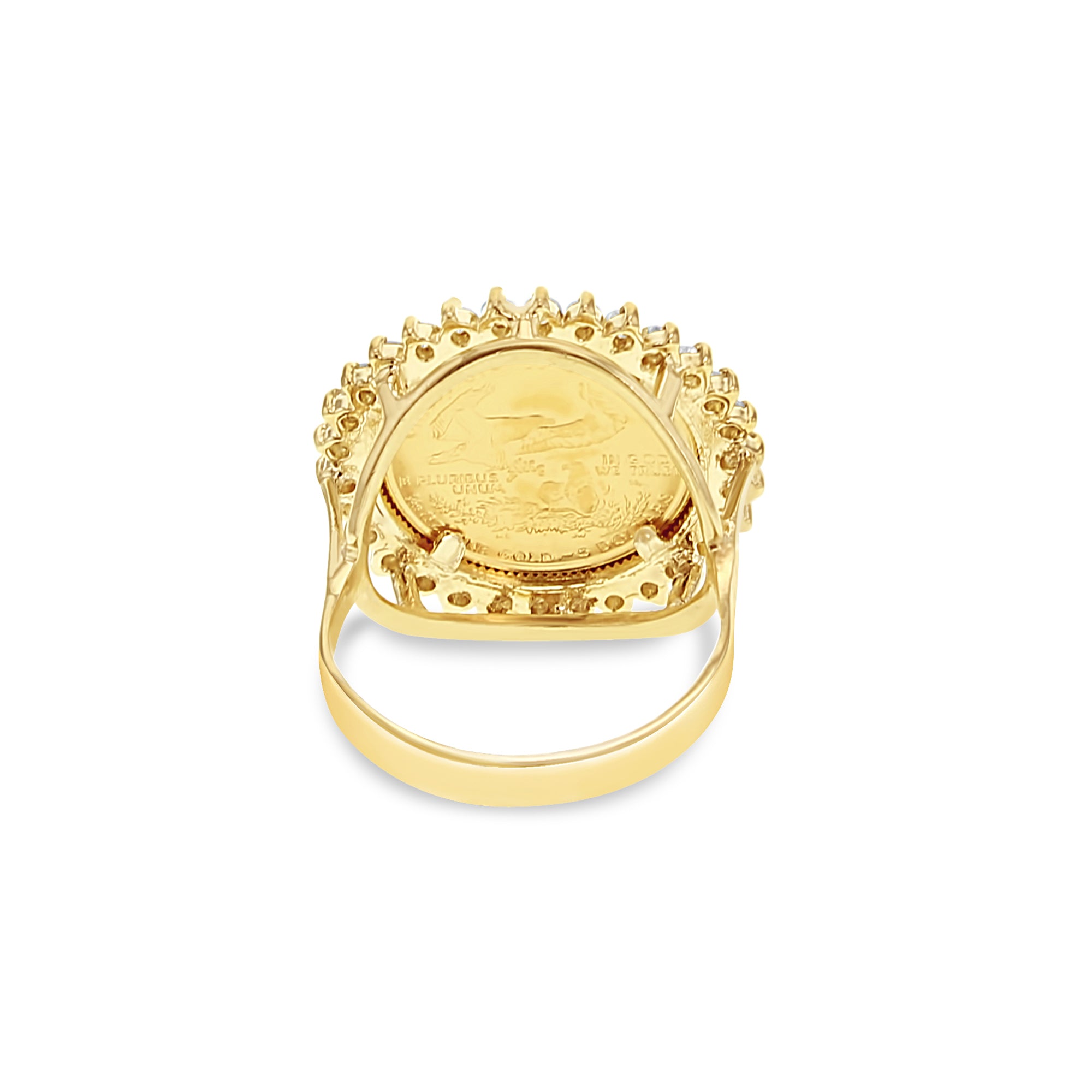 1/10 oz Fine Gold Lady Liberty Coin Ring with Diamond Halo - Elegant Jewelry for Women, Perfect Gift for Anniversary, Birthday & Special Occasions