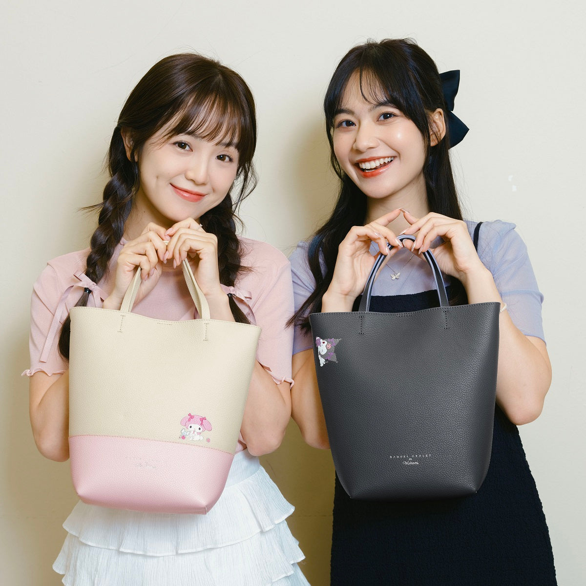 Samuel Ashley x Sanrio Characters Genuine Leather Tote Bag - Stylish Handbag for Women, Cute Kawaii Shopping Bag for Work, Travel & Daily Use