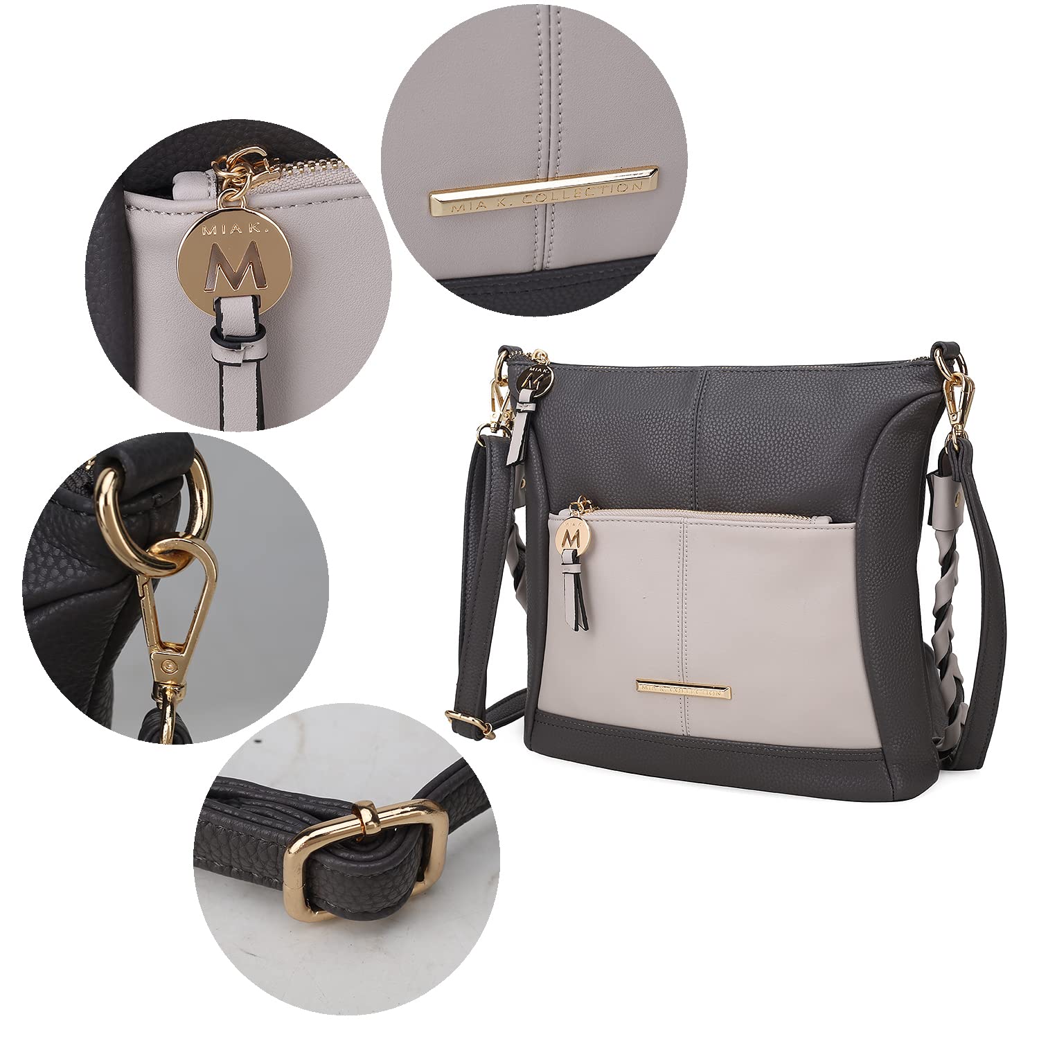 MKF Women's Crossbody Bags - PU Leather Shoulder Purse & Handbag - Medium Size Messenger Bag for Work, Travel & Everyday Use