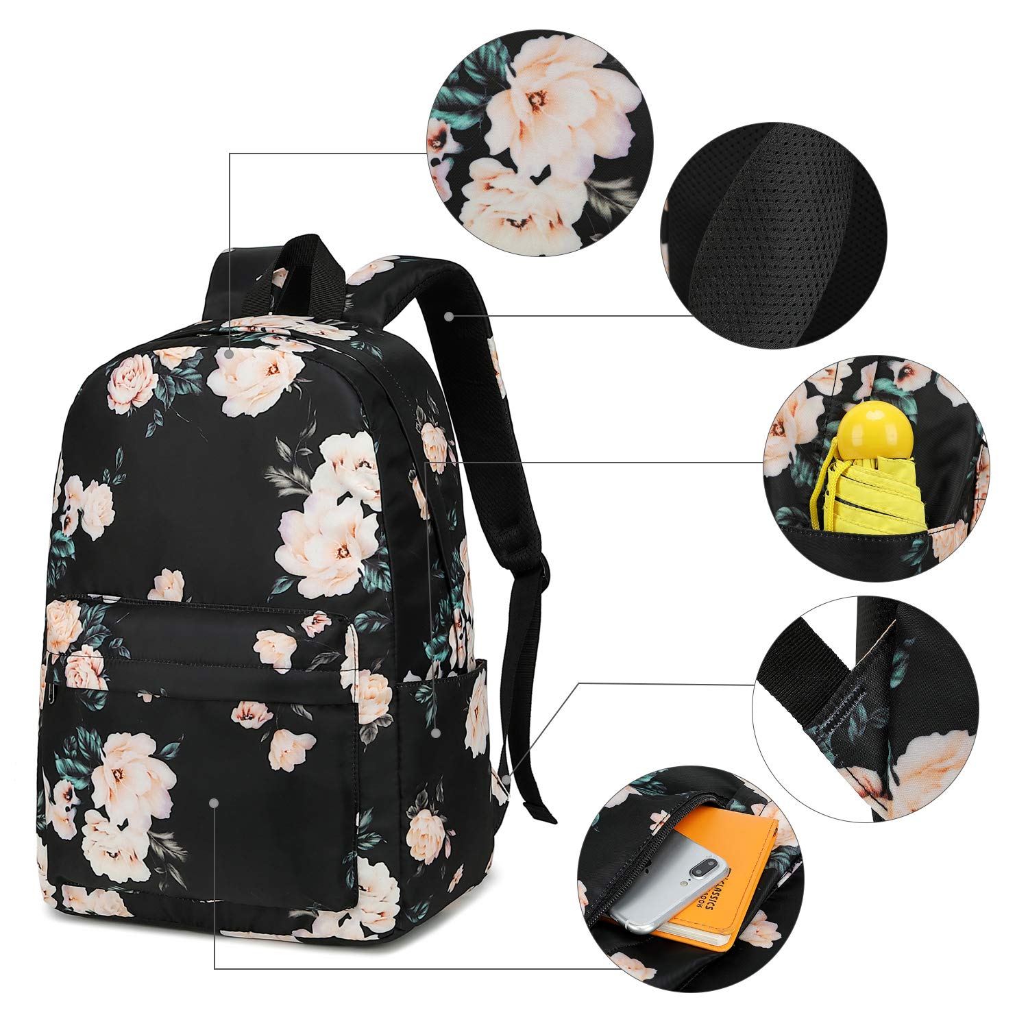Bluboon Kids Backpack for School - Lightweight Laptop Bookbag for Girls & Women, Durable Travel Backpack for College, Work, Commuting & Daily Use