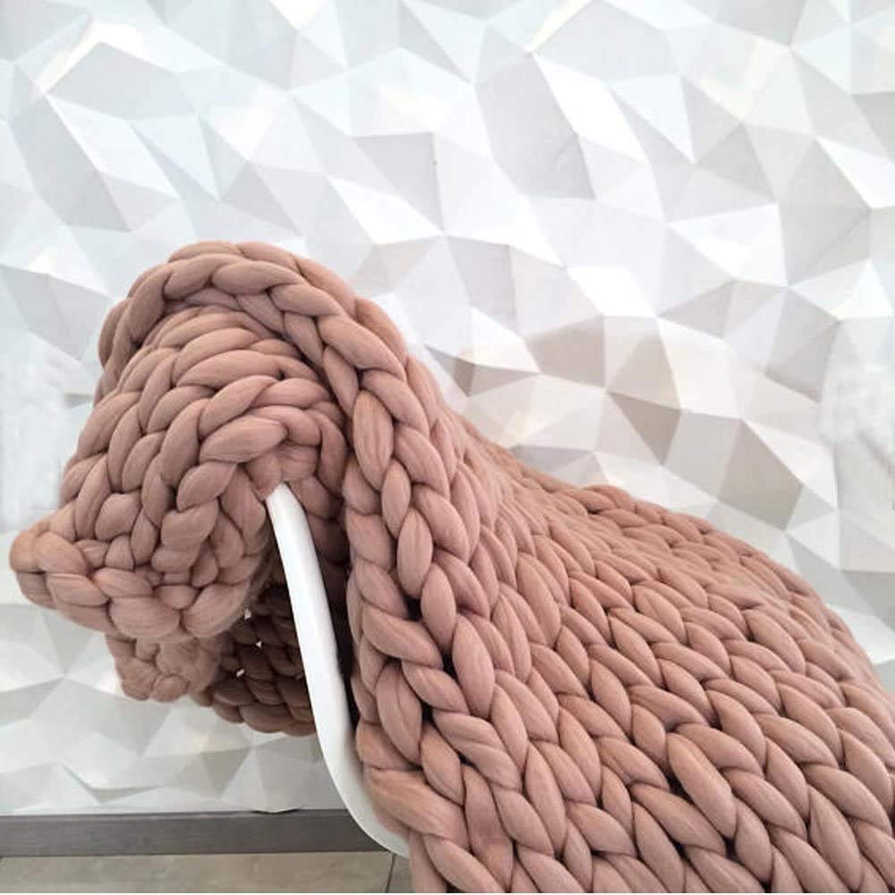 Chunky Knit Blanket - Oversized Handmade Braided Throw Blanket, Warm & Soft Cozy Giant Yarn Blanket for Bed, Sofa & Home Decor (White, 80x80cm) - Perfect for Living Room, Bedroom & Winter Snuggling