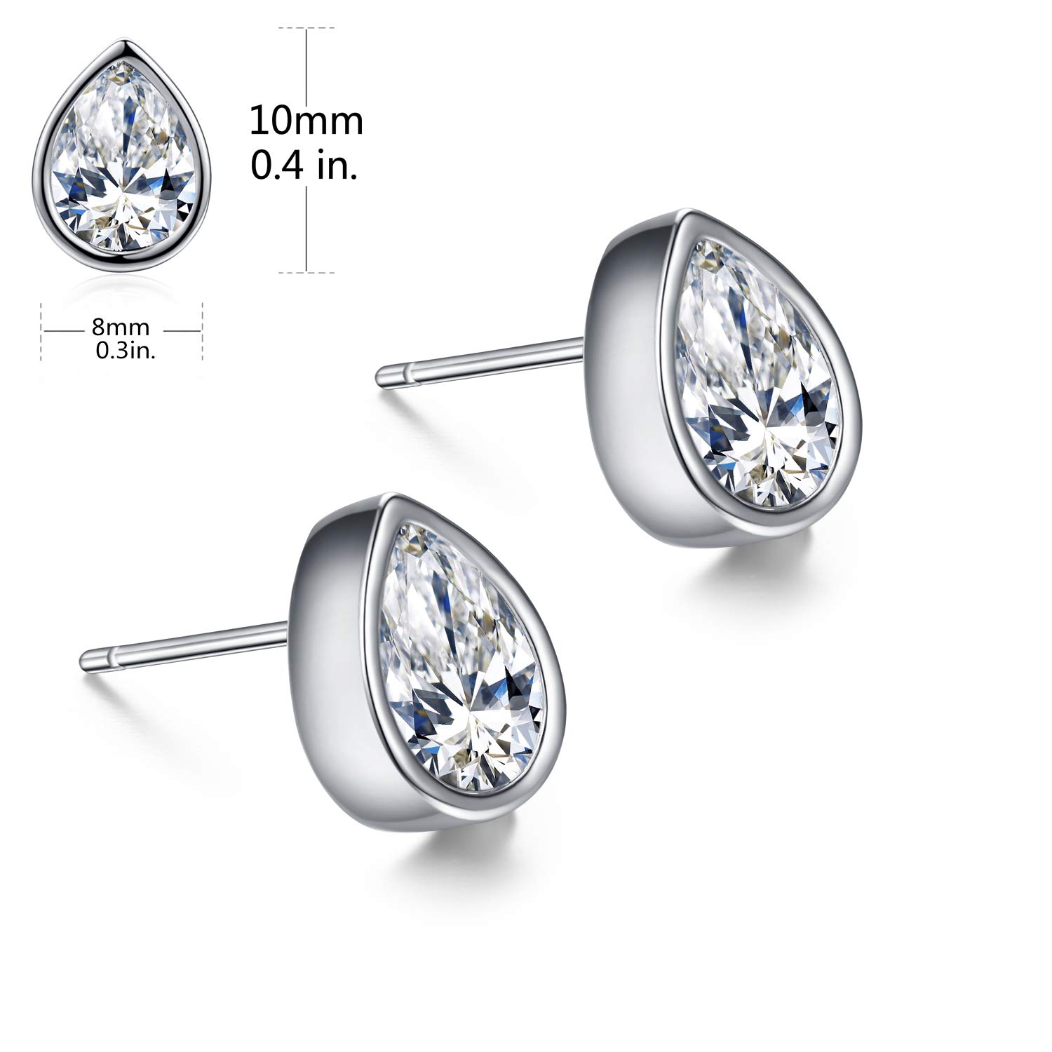 Platinum Teardrop Stud Earrings with Austrian Crystals - Elegant Women's Jewelry for Parties & Gifts