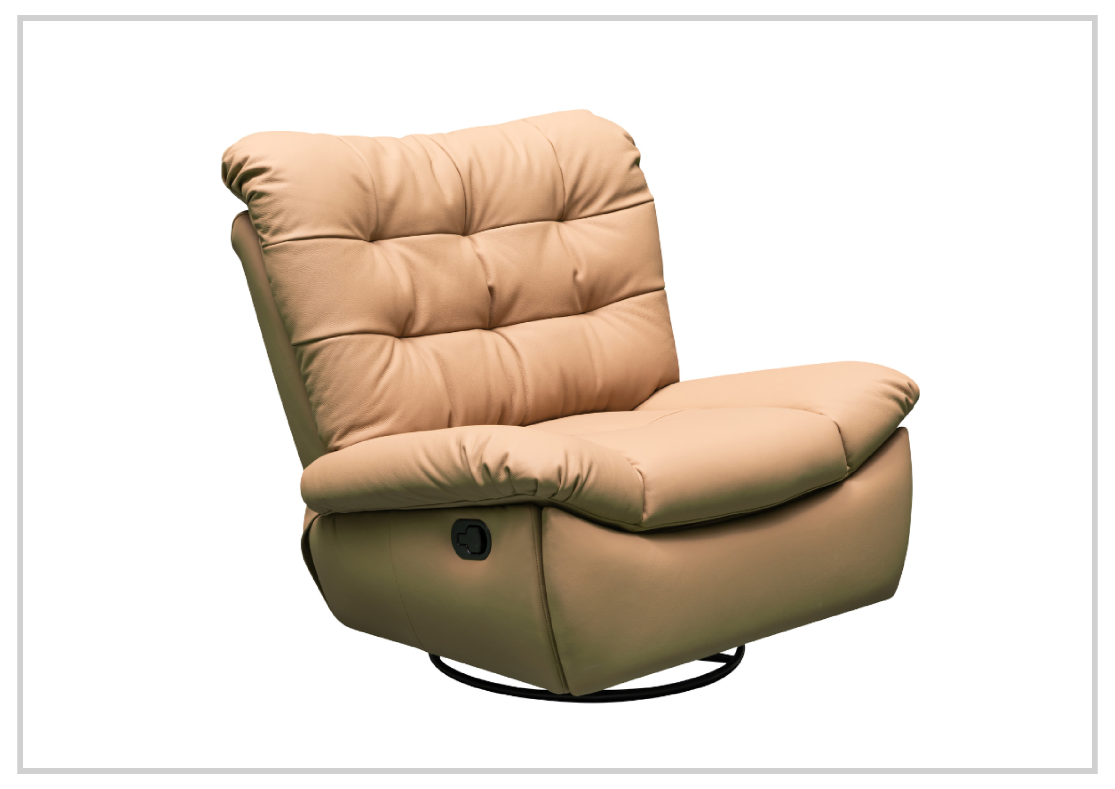 Klaussner Celina Swivel Glider Leather Manual Recliner Chair with Cushion Arms - Comfortable Living Room Seating for Relaxing & Reading