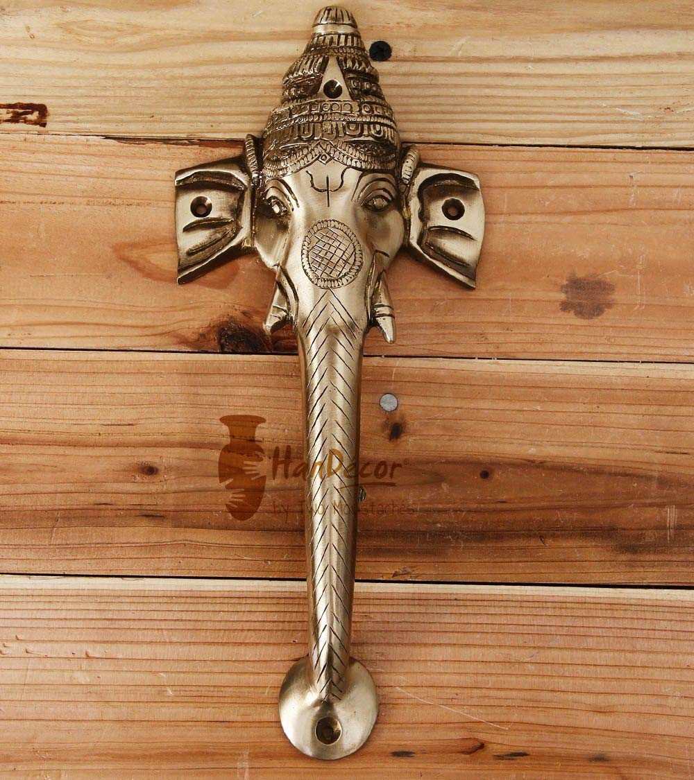 Handcrafted Brass Ganesha Door Handle - Elegant Hindu God Home Decor for Front Doors, Cabinets & Drawers - Perfect for Indian Style Interiors, Yoga Studios & Spiritual Spaces