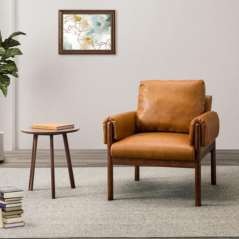 Henry Vegan Leather Armchair - Modern PU Leather Lounge Chair for Living Room, Office & Bedroom - Comfortable Mid-Century Style Accent Chair with Sturdy Metal Legs