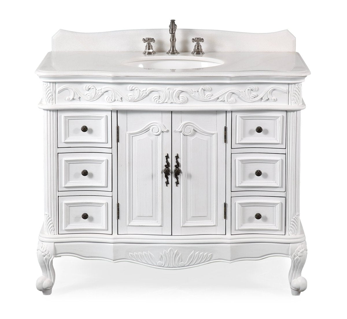48 Inch Antique White Traditional Style Single Sink Bathroom Vanity with Mirror - Perfect for Classic Home Decor & Small Bathroom Remodels
