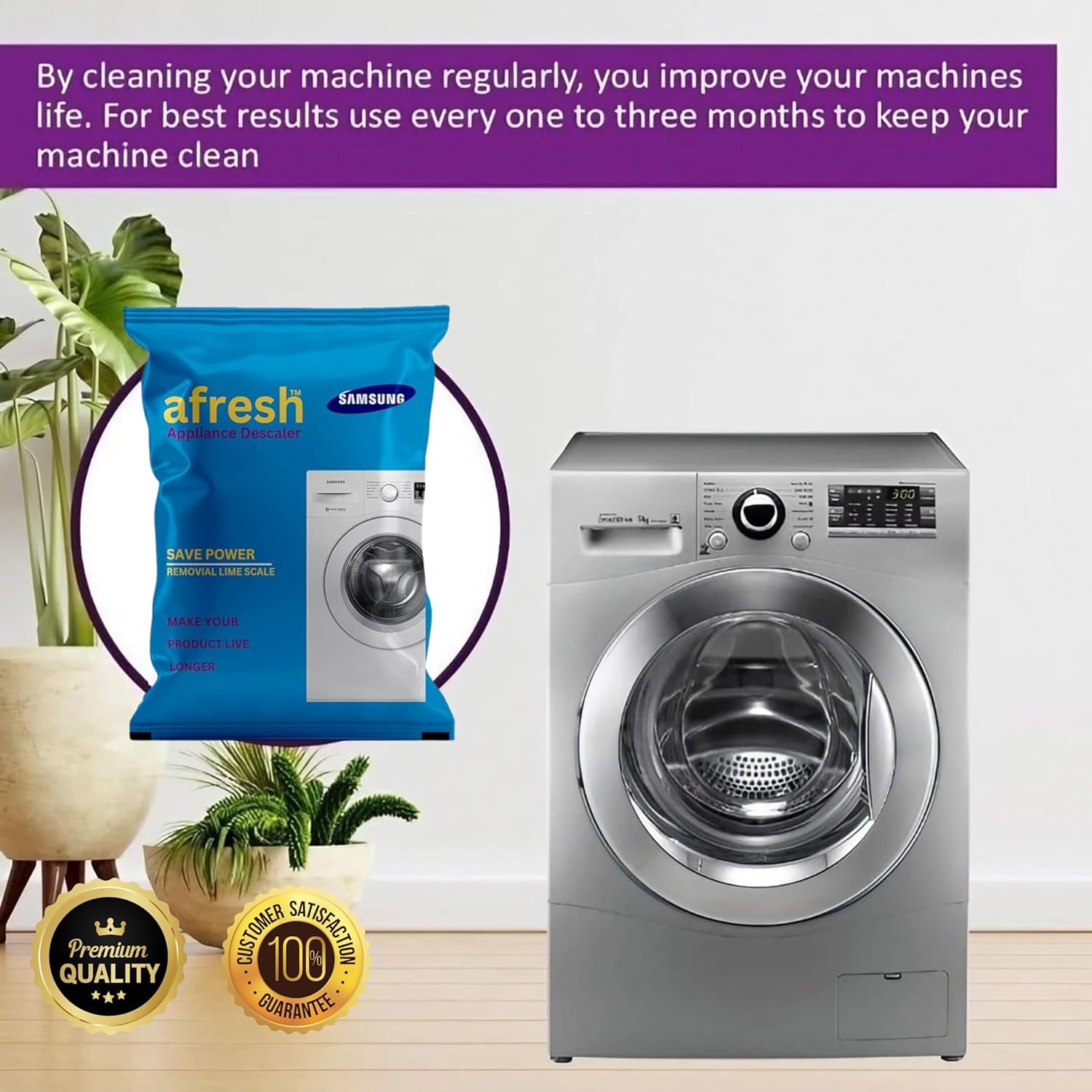 Samsung Washing Machine Drum Cleaner Powder - Compatible with Front Load & Top Load Washers, 100g (Pack of 2) - Removes Odors, Limescale & Residue for Fresh, Hygienic Laundry