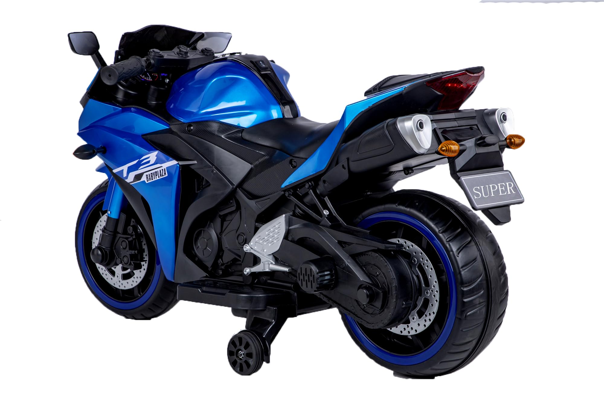 TAMCO 12V Kids Electric Ride-On Motorcycle Toy with Hand Racing, Foot Brake & LED Light Wheels - Perfect for Outdoor Play & Birthday Gifts for Boys & Girls Ages 3-8