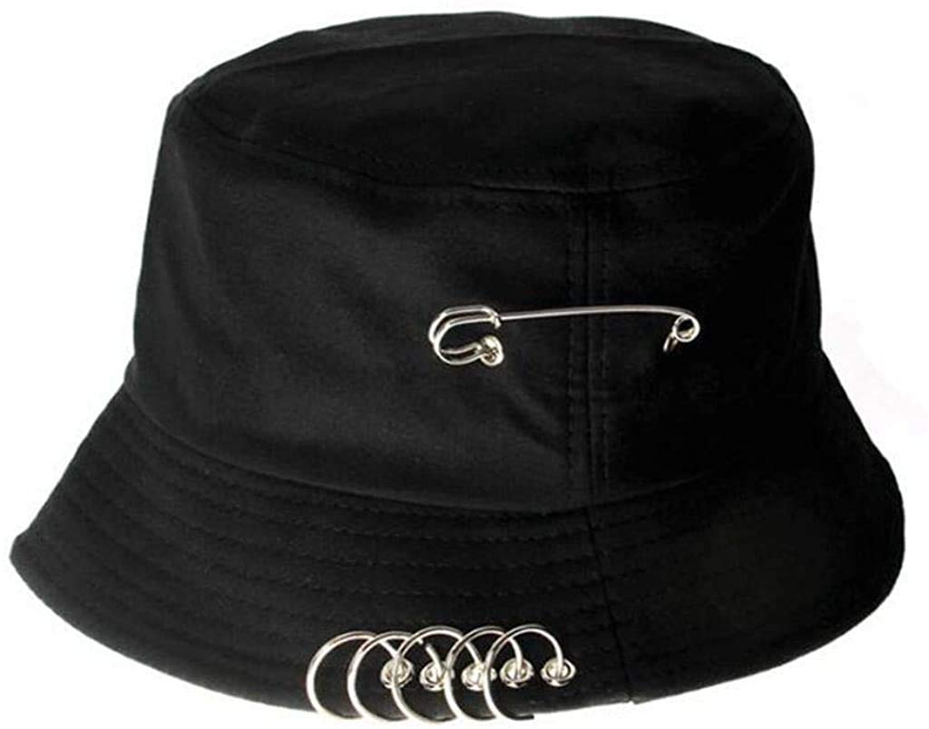 QOOEQPQY Unisex Bucket Hat with Iron Ring Hoop - Foldable Fisherman Hat for Sun Protection - Summer Outdoor Sun Hat for Beach, Fishing & Hiking