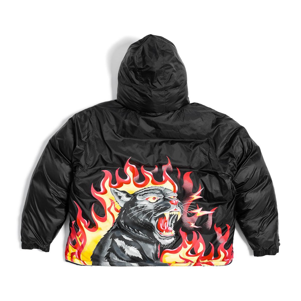 Dapper Dan Reversible Puffer Jacket for Men - Puma Black | Lightweight Warm Winter Coat | Streetwear Fashion & Outdoor Activities