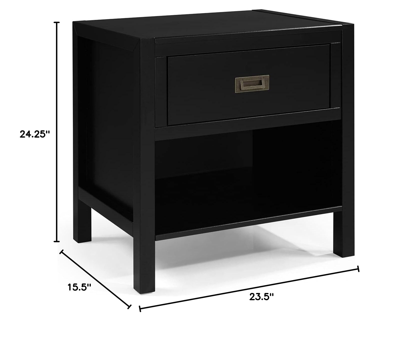 Walker Edison Traditional Simple Wood Rectangle Side Table with 1 Drawer - Black End Table for Living Room, Bedroom & Office - Perfect for Storage, Reading Lamps & Decor