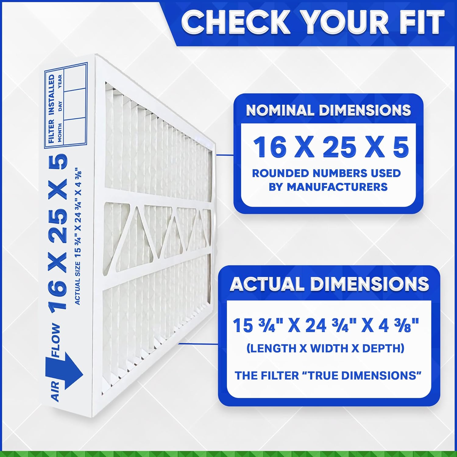 Clean Comfort 16x25 MERV 13 Air Filter (Pack of 3) - 16 x 25 x 4.5 Inch Furnace Filter by FurnaceFilters.ca - Perfect for HVAC Systems, Home Air Purification & Allergy Relief