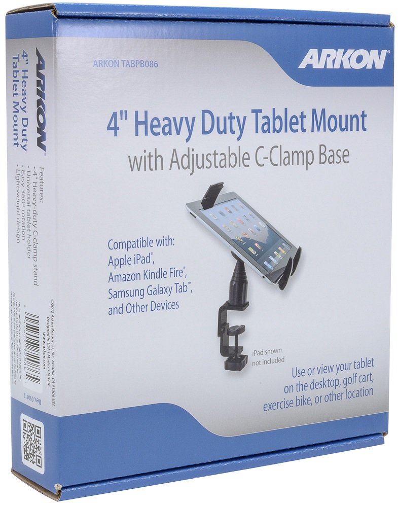 Arkon Heavy Duty Tablet Desk Clamp Mount - Compatible with iPad Pro, iPad Air, iPad 2 & Samsung Galaxy Tab Pro 12.2 (Black) - Perfect for Office, Home & Kitchen Use