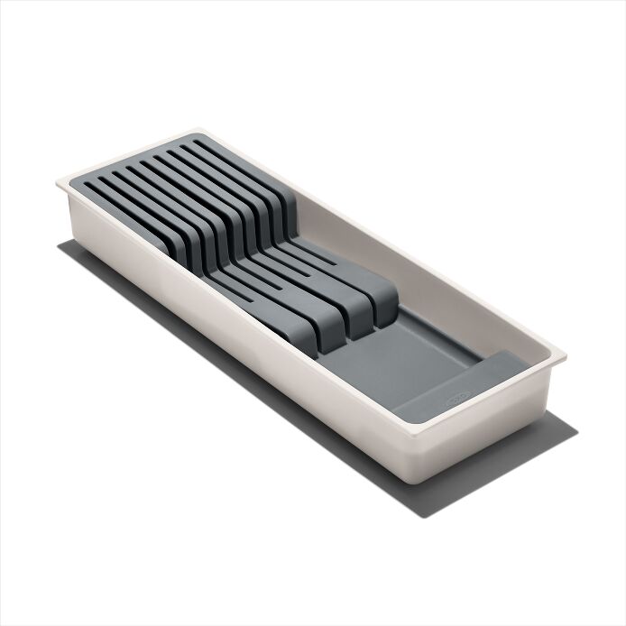 Compact Knife Drawer Organizer - Bamboo Knife Storage Tray for Kitchen Utensils - Perfect for Organizing Knives, Forks, and Spoons in Kitchen Drawers