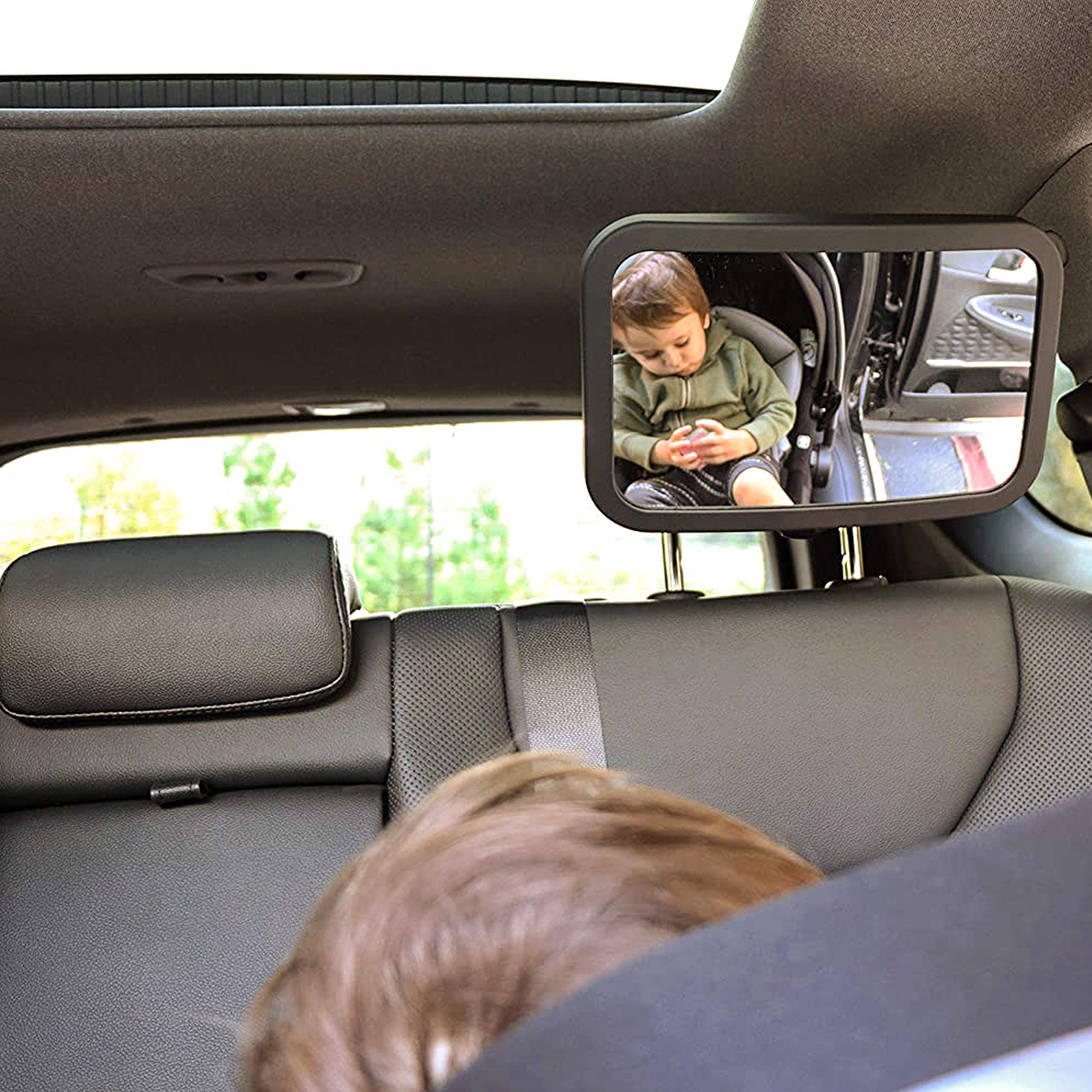 KEWAYO Baby Car Mirror for Rear Facing Car Seat - 360° Adjustable Safety Mirror with Ultra Stable Mount, Clear View for Backseat Baby Monitoring | Perfect for Parents, Road Trips & Safe Driving
