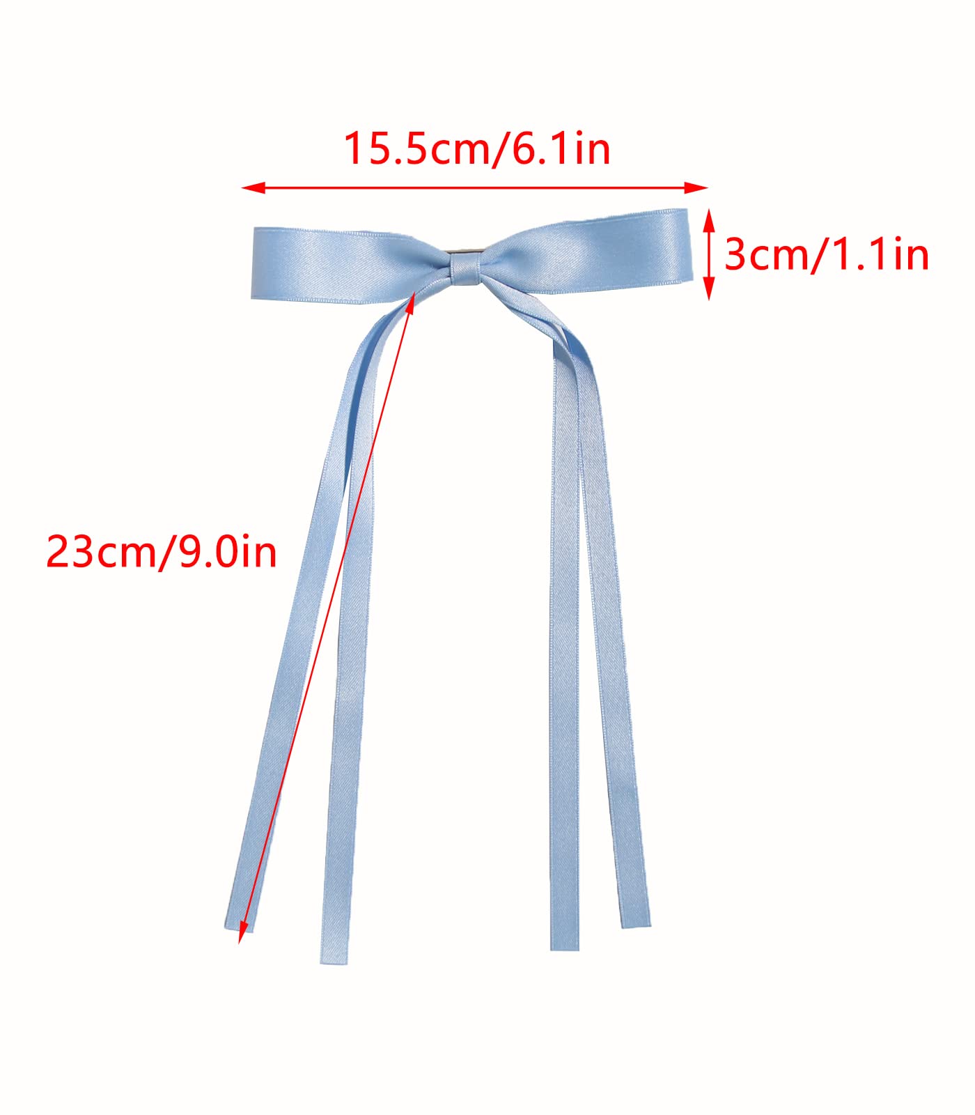 4pcs Women's Hair Clips - Elegant Tassel Ribbon Bowknot Barrettes with Long Tail, Solid Claw Hair Clips for Long Hair (White & Light Blue) | Perfect for Weddings, Parties and Daily Styling