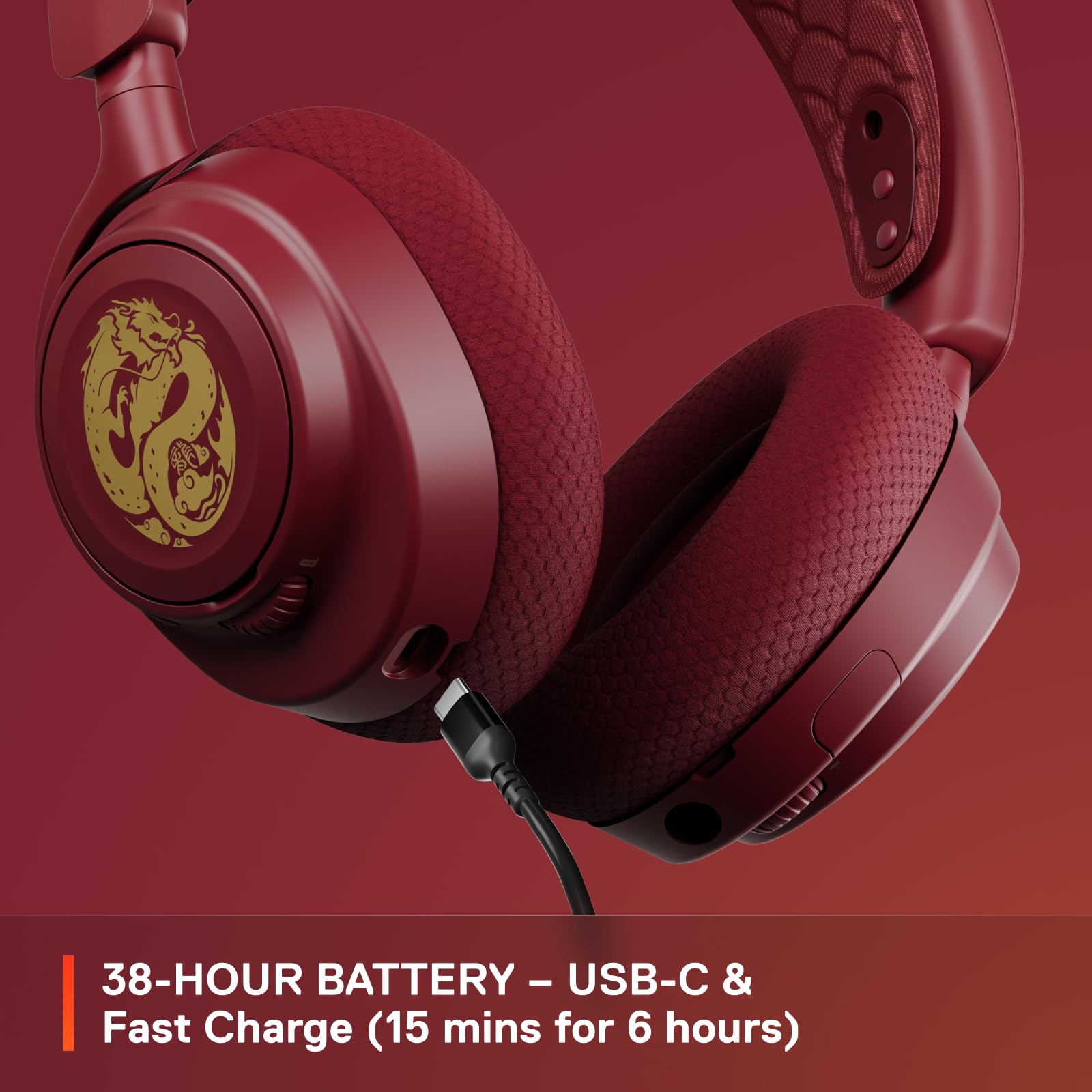 SteelSeries Arctis Nova 7 Wireless Gaming Headset - Dragon Edition with 2 Speaker Plates | Dual Wireless 2.4GHz & Bluetooth | 38-Hour Battery | Multi-Platform for PC, PS5, Mac, Switch & Mobile | Perfect for Competitive Gaming & Streaming