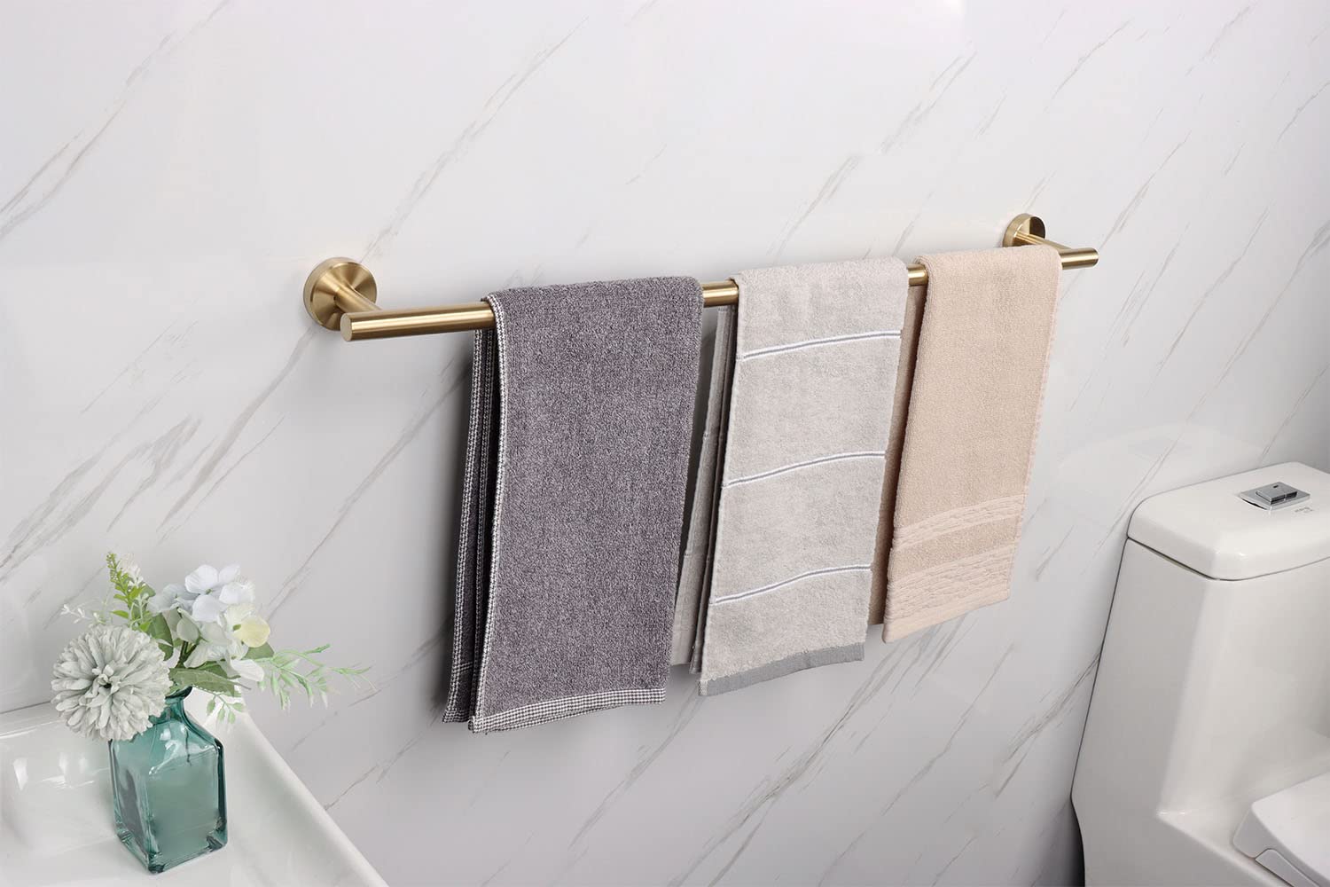 Premium TocTen 33IN Gold SUS304 Stainless Steel Bath Towel Bar - Heavy Duty Wall Mounted Bathroom Towel Holder & Hanger for Spa, Luxury Hotels & Modern Home Decor