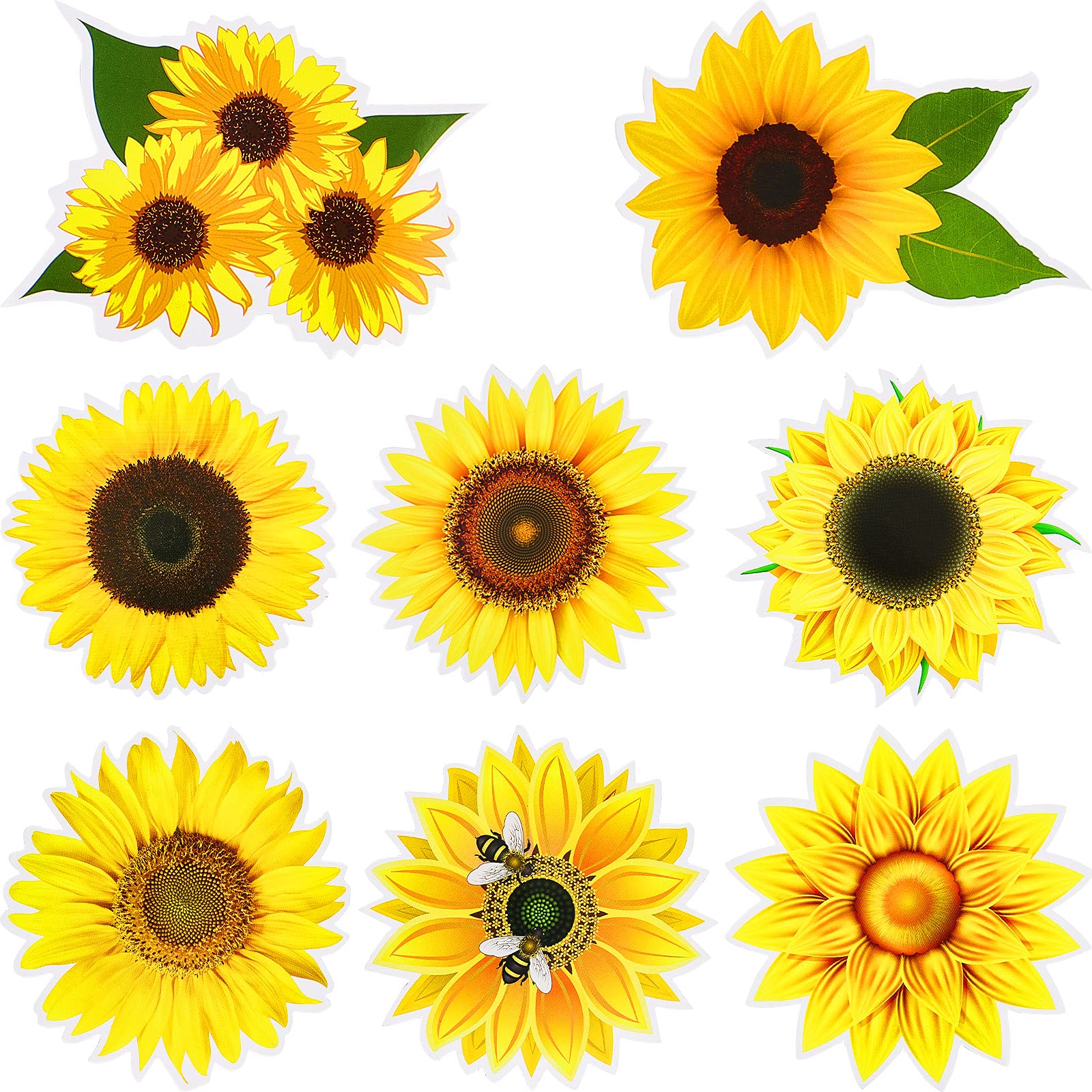 Waterproof Sunflower Vinyl Decals - 8-Pack Car Stickers for Bumper, Windows, Laptop | Durable Flower Decals for Classroom, Home & Office Decor | Outdoor & Indoor Use