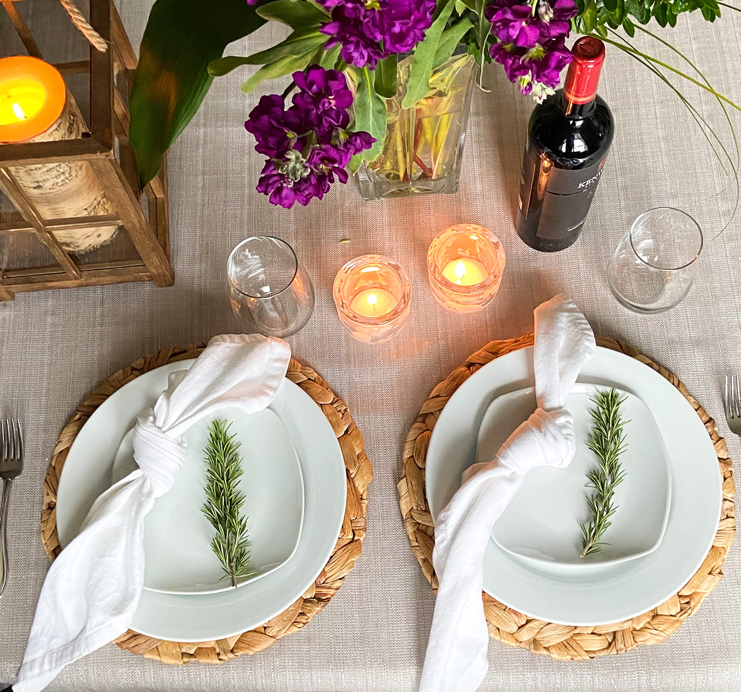 Natural Cork & Leaf Oceana Charger Plates - Set of 12 Rustic Dinner Plate Chargers for Boho & Elegant Table Decor | Perfect for Weddings, Dinner Parties & Farmhouse Style Dining