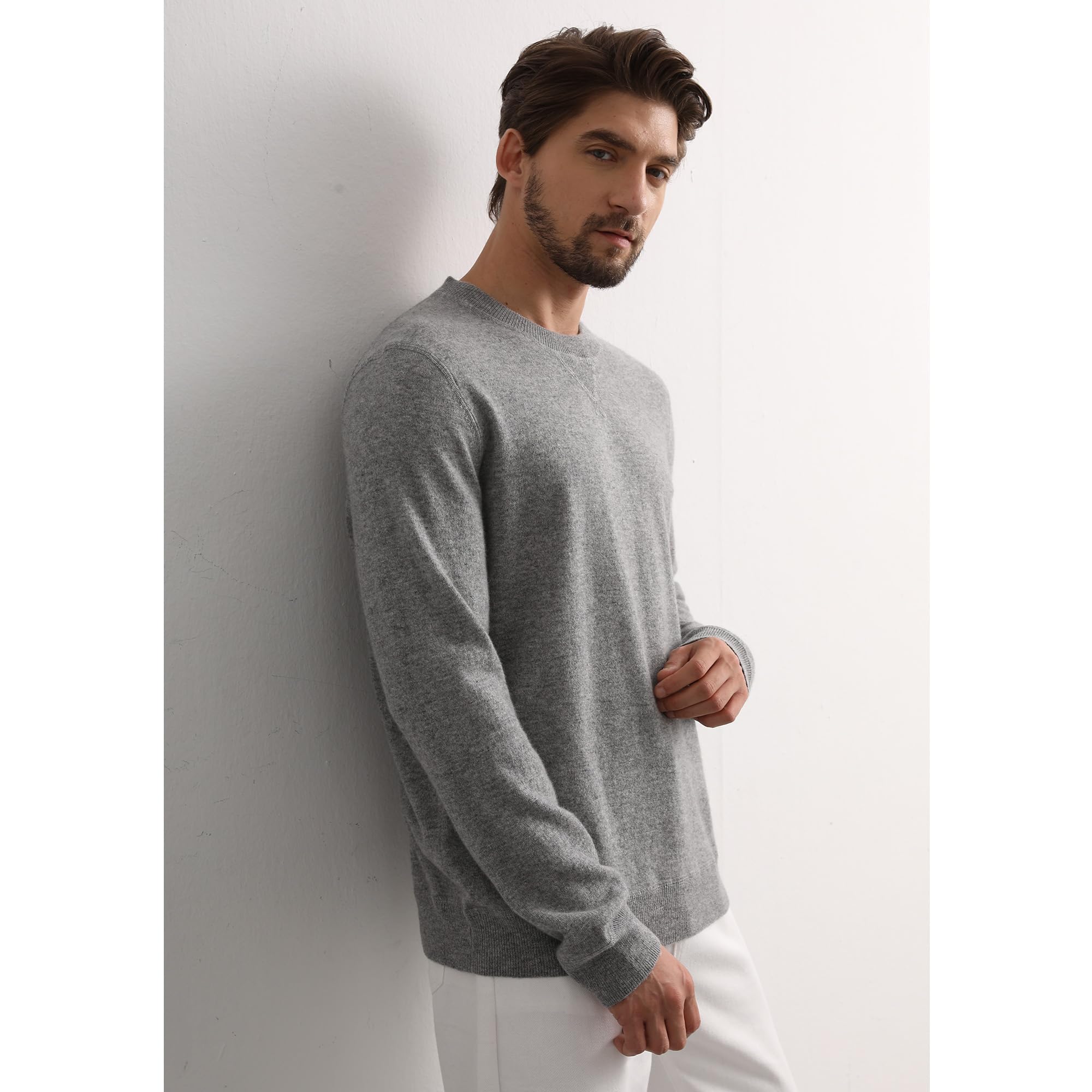 Premium Men's Cashmere Sweater - Soft & Warm Crewneck Long Sleeve Pullover - GreenMount Essential Base Layer for Winter, Fall & Casual Wear