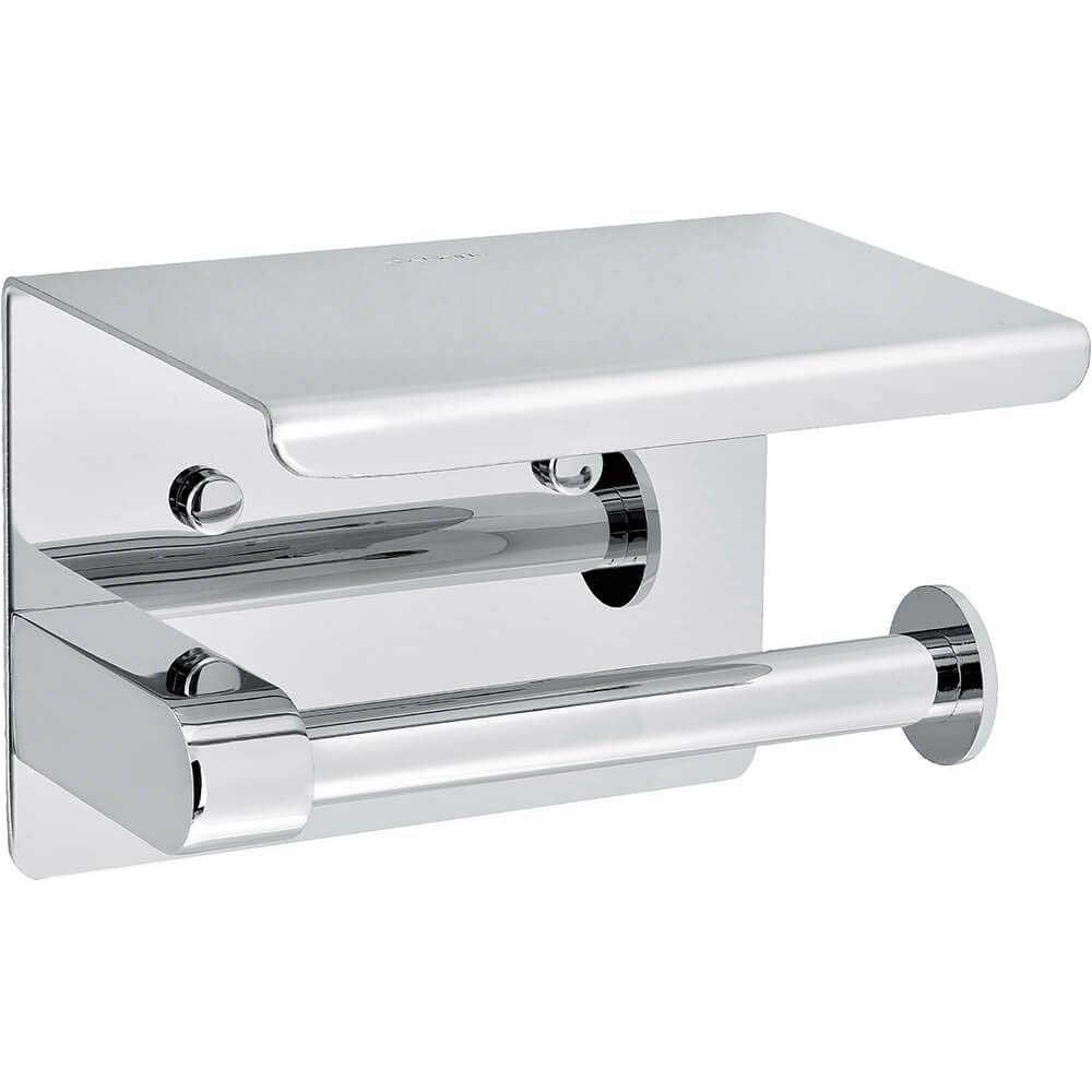 Alpine Wall Mounted Toilet Paper Holder with Shelf - Rust Resistant Polished Chrome Bathroom Tissue Roll Holder, Stainless Steel Toilet Paper Dispenser with Storage Shelf for Small Bathroom, RV & Powder Room