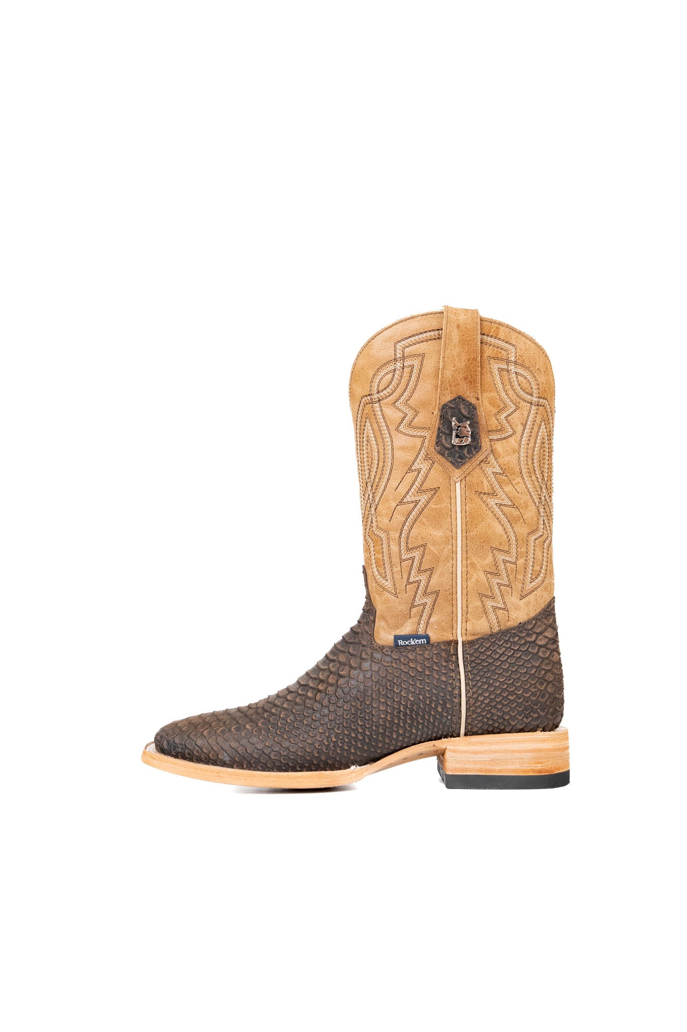 Renegade Python Square Toe Cowboy Boots for Men - Western Style Leather Boots with Exotic Snake Skin Design - Perfect for Rodeo, Country Dancing & Outdoor Adventures