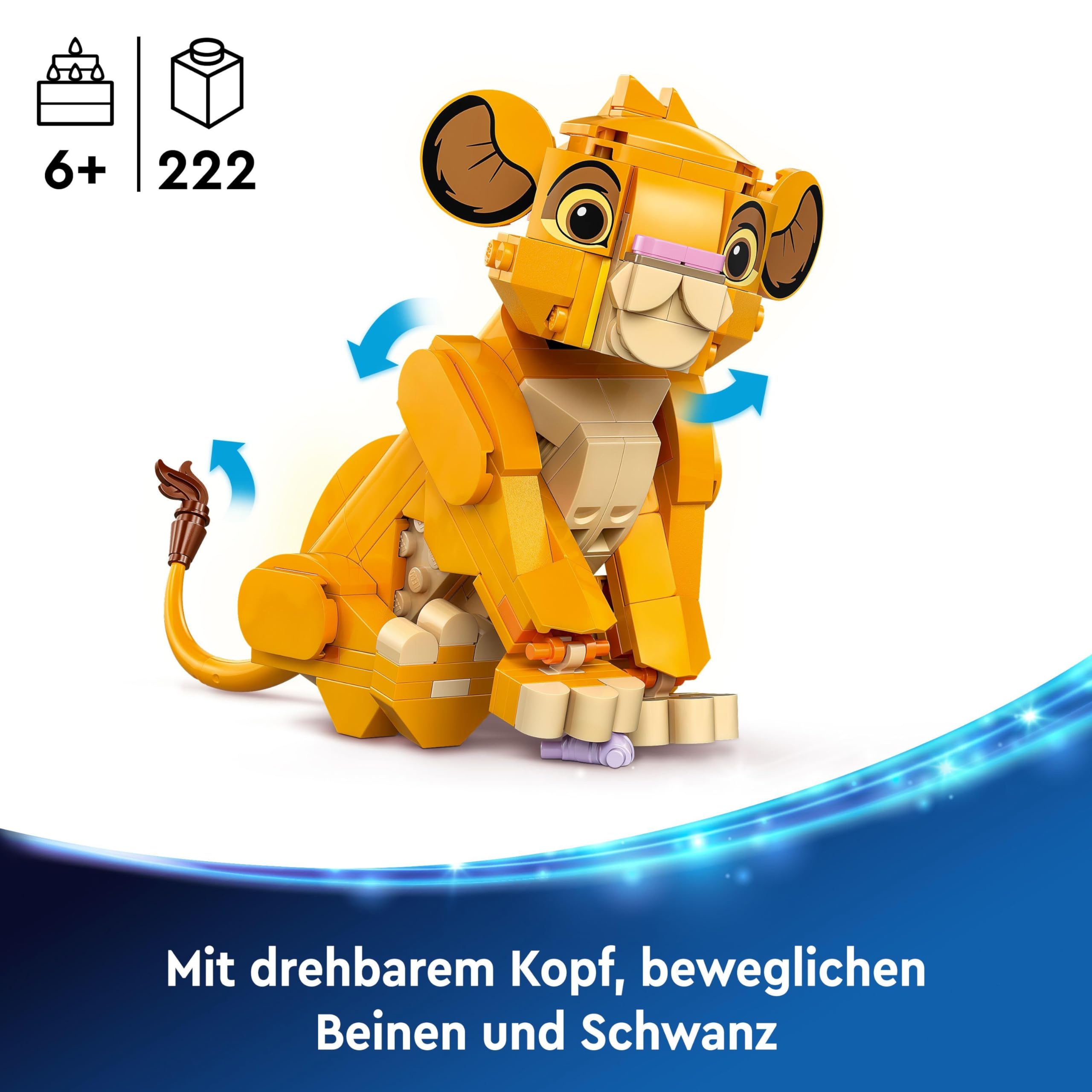 LEGO Disney The Lion King Simba Building Toy Set with Lion Figure - Creative Construction Kit for Kids Ages 6+ | Perfect Birthday Gift for Boys & Girls | Great for Pretend Play, Storytelling & Disney Fan Collections