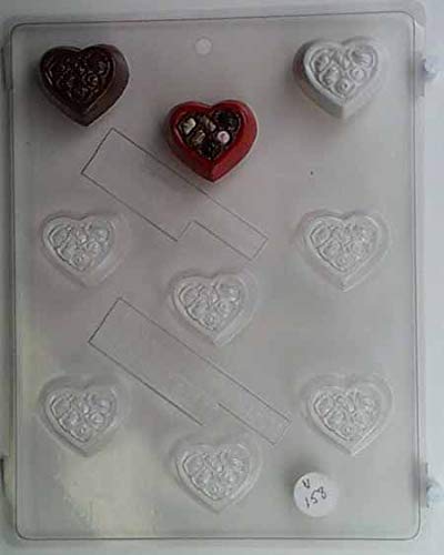 Premium Heart-Shaped Mint Chocolate Candy Mold V158 - DIY Chocolate Making, Baking, Candy Crafting for Valentine's Day, Weddings & Gifts