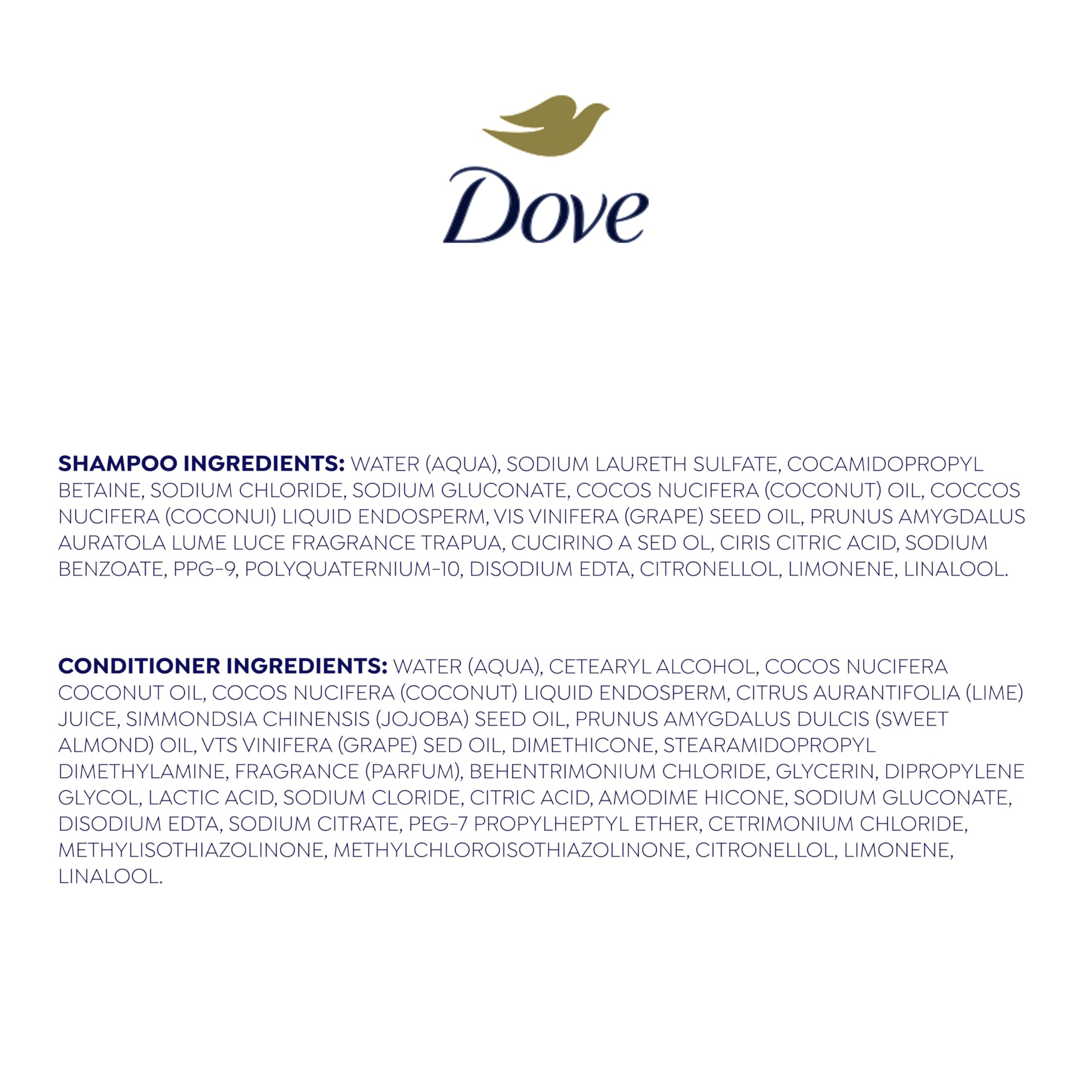 Dove Coconut & Hydration Shampoo and Conditioner Set (2 x 12 Fl Oz) - Bio-Protein Care Technology with Coconut Oil for Dry Hair Repair | Daily Hair Care for Women & Men | Perfect for Home, Travel & Gym Use