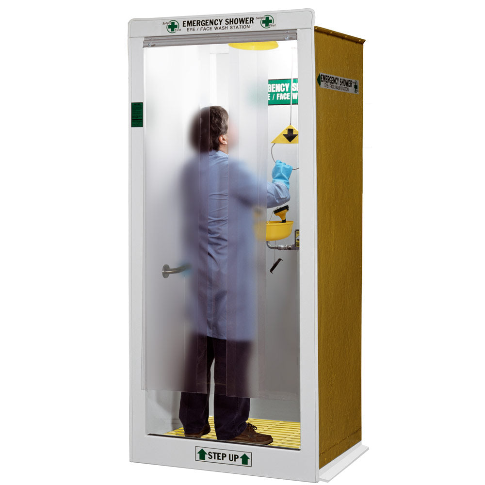 Hemco 16601 Laboratory Emergency Shower Decontamination Booth with Unfinished Exterior Panels - Ideal for Chemical Spill Safety in Labs & Industrial Facilities