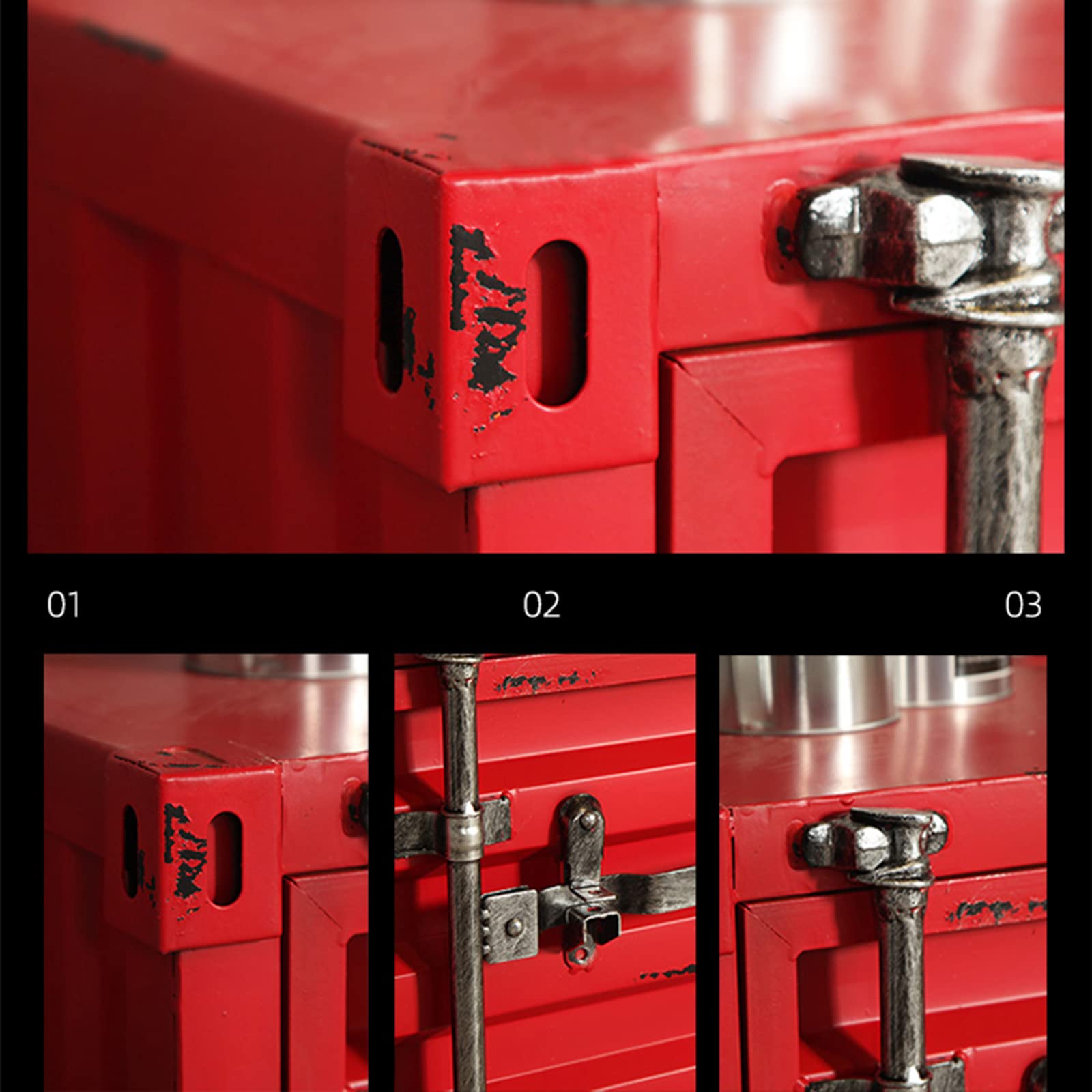 JHSLXD Retro Industrial Style Bedside Table - Lockable Storage Cabinet with Manual Welding Iron Design, Black | Perfect for Bedroom, Living Room & Office Organization