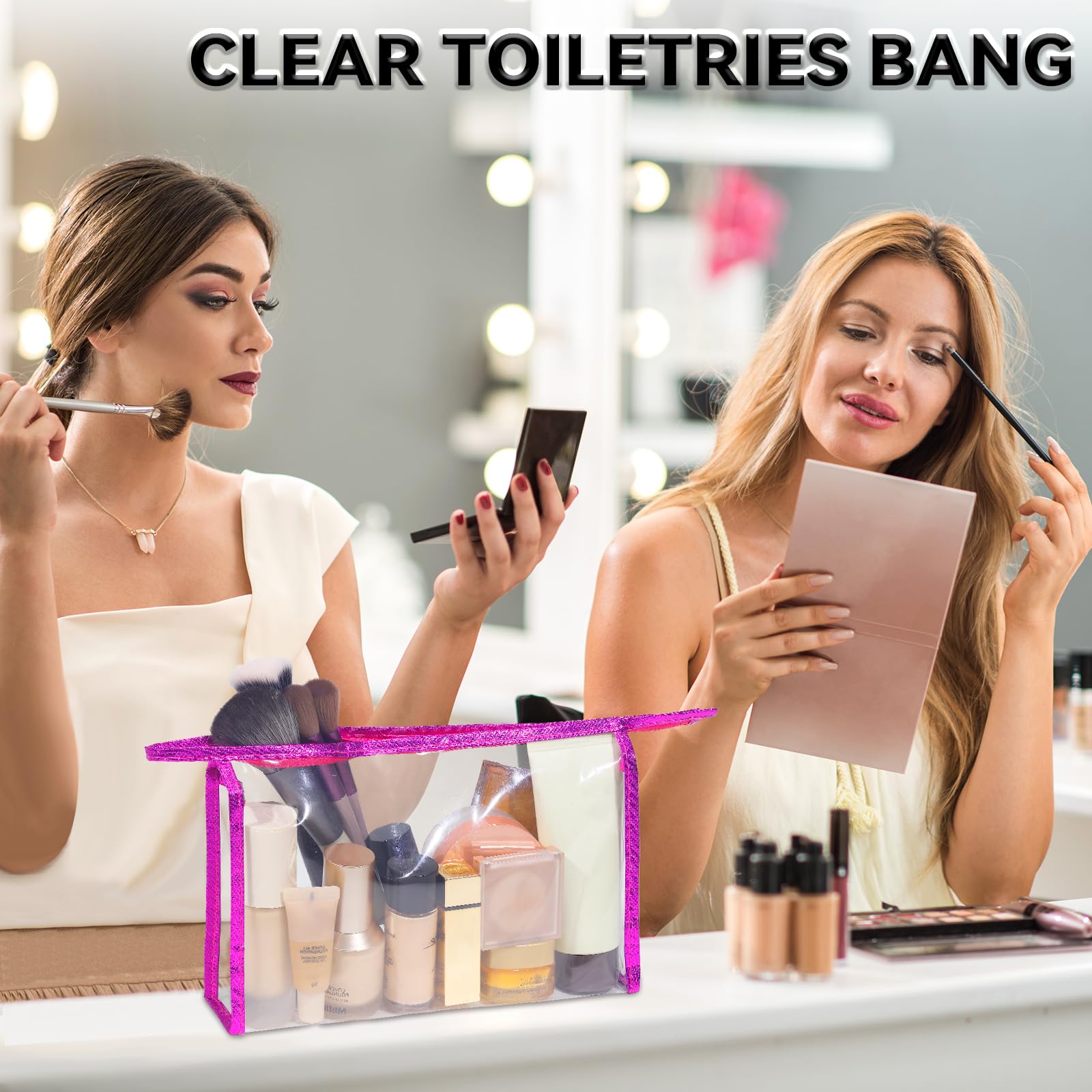 5 Pack Clear Cosmetic Bags Set - Waterproof PVC Makeup Organizer with Zipper, Travel Toiletry Pouches for Carry-on Essentials | Perfect for Air Travel, Gym, Beach & Daily Makeup Storage