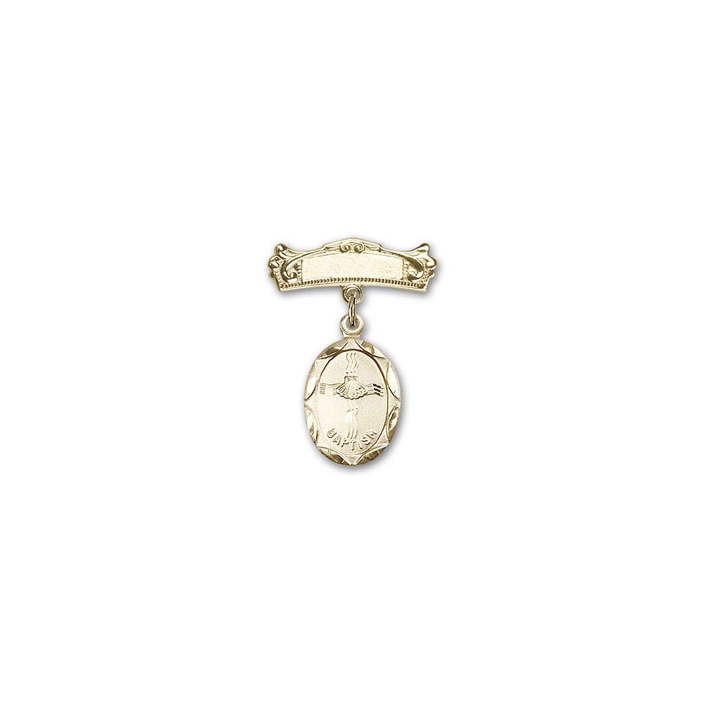 TONYS JEWELRY CO. Sterling Silver Baby Baptism Charm Badge with Arched Polished Pin - Perfect for Christening, First Communion & Special Occasions