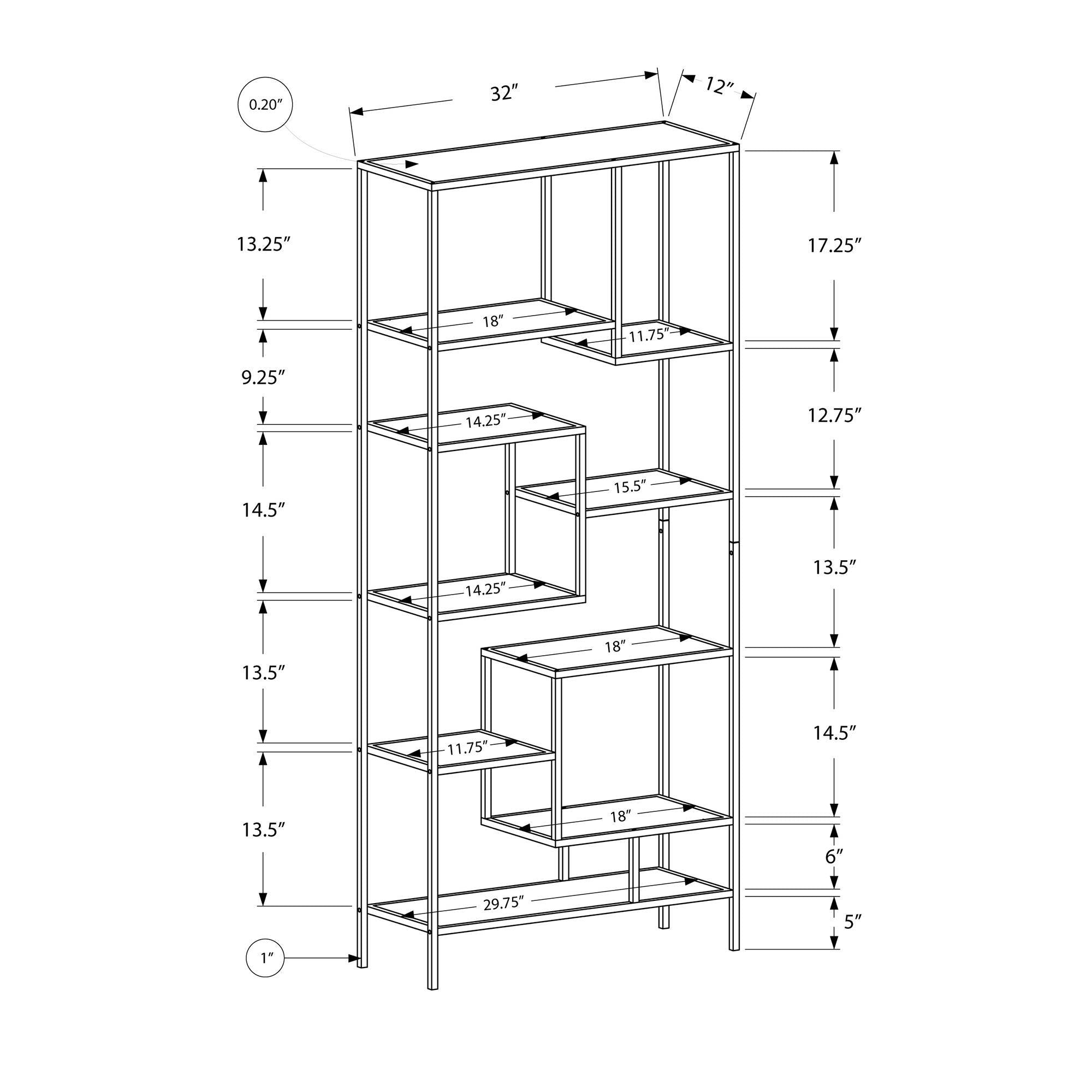 Monarch Bibliotheques Cinq+ I 7158 - Premium Home & Office Bookshelf for Stylish Storage & Organization | Perfect for Living Rooms, Studies & Libraries