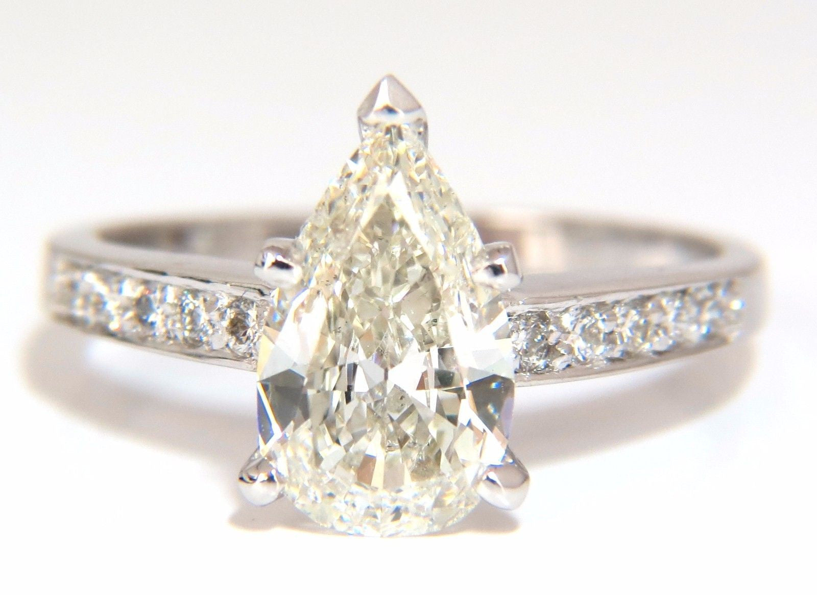 GIA Certified 1.49ct Pear Shape Diamond Ring with 0.20ct Round Accents in 14K Gold - Perfect for Engagement, Wedding & Anniversary Gifts
