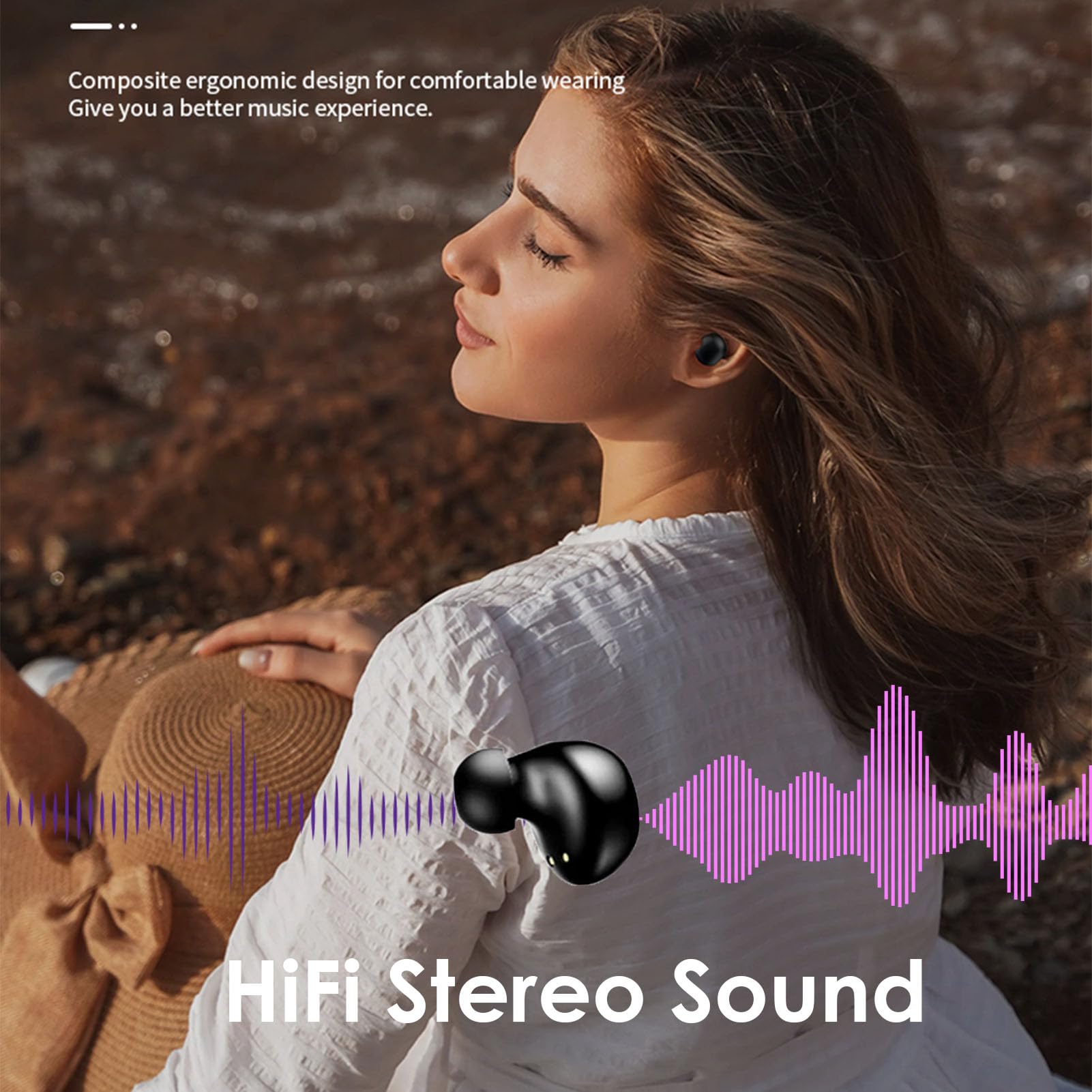 Wireless Bluetooth Earbuds with ANC Noise Cancellation & Touch Screen - IPX7 Waterproof, Long Battery Life, Compact Design - Perfect for Workouts, Commuting & Travel