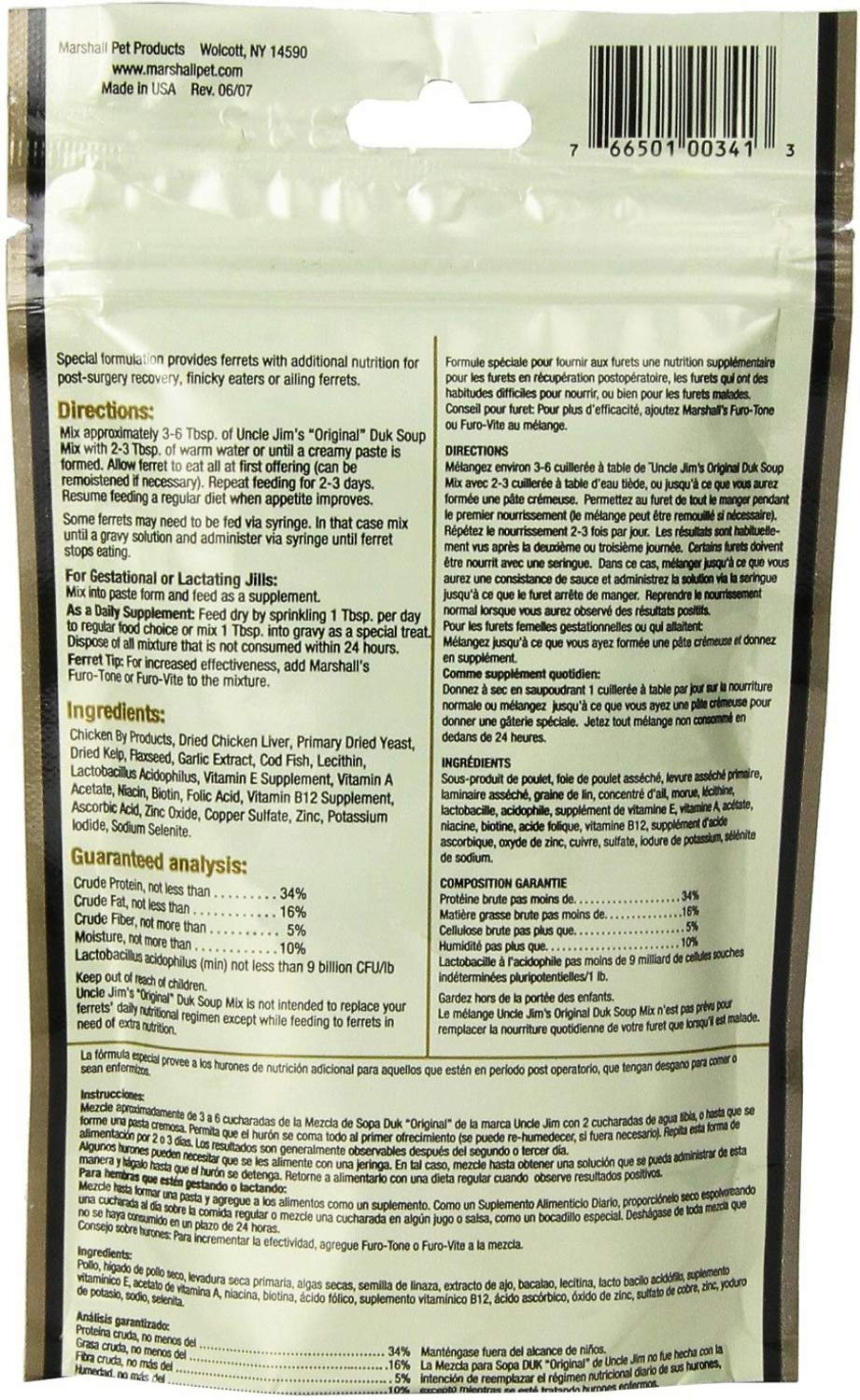 Original DUK Soup Mix for Ferrets by Marshall Uncle Jim - 4.5 Ounce (24 Pack) | High Protein Nutritional Supplement for Ferret Health & Digestion | Perfect for Picky Eaters, Senior Ferrets & Recovery Meals