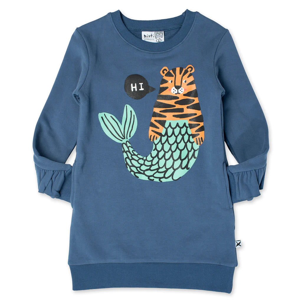 Minti Mer Cats Dress for Women - Navy Blue Cat Print Casual Summer Dress - Perfect for Beach, Vacation, and Everyday Wear