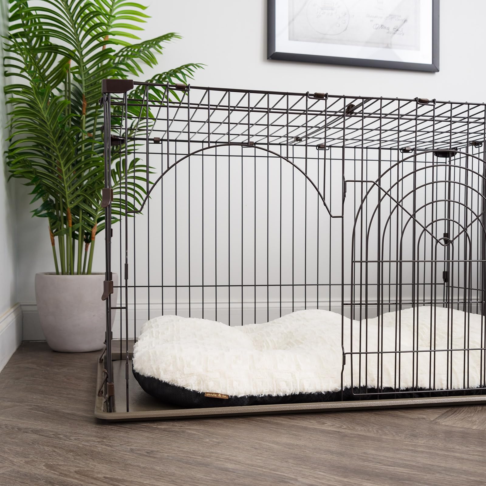 IRIS Large Wire Deluxe Dog Crate - 42 Inch Heavy Duty Metal Pet Cage for Medium to Large Dogs - Perfect for Home, Travel & Training Use