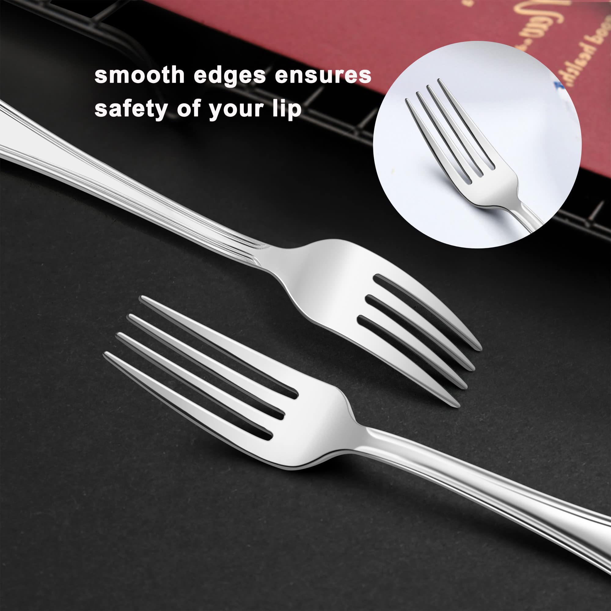 12-Piece Stainless Steel Salad Forks Set - 6.7 Inch Appetizer & Dessert Forks with Scalloped Edge, Dishwasher Safe - Perfect for Dinner Parties, Picnics, and Restaurant Use