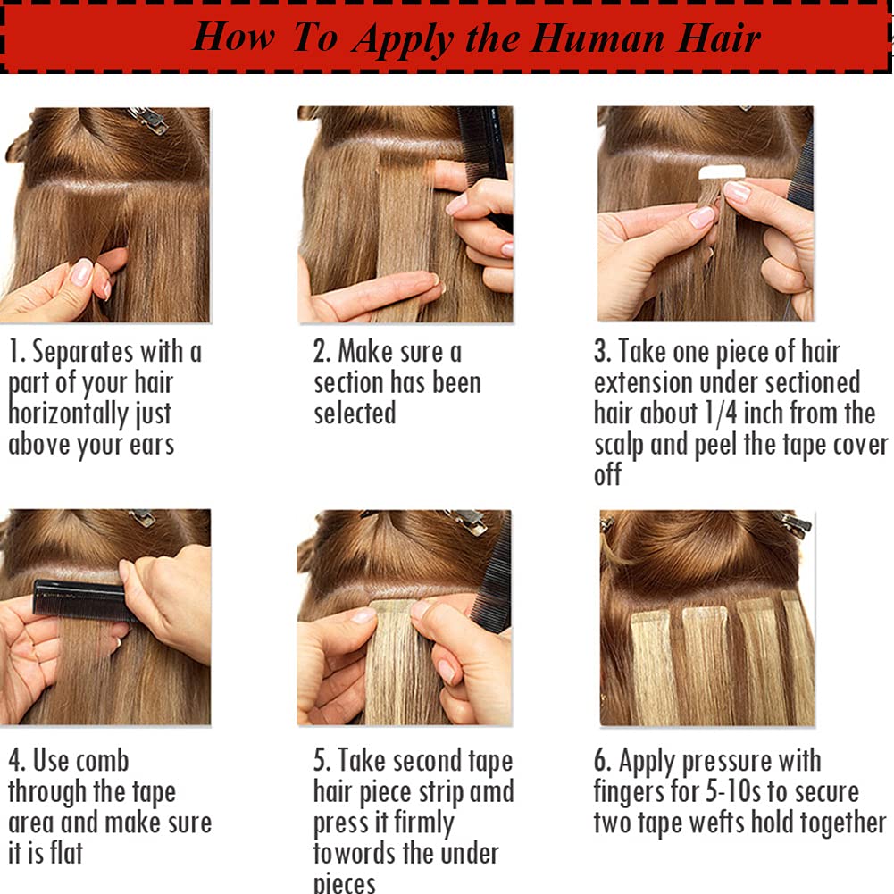 Amella Hair 24 Inch Human Hair Tape in Extensions - 20 Pcs Silky Straight Brazilian Remy Hair (50g, Color #1 Natural Black) | Seamless & Undetectable for Volume & Length | Perfect for Daily Wear, Parties & Special Occasions